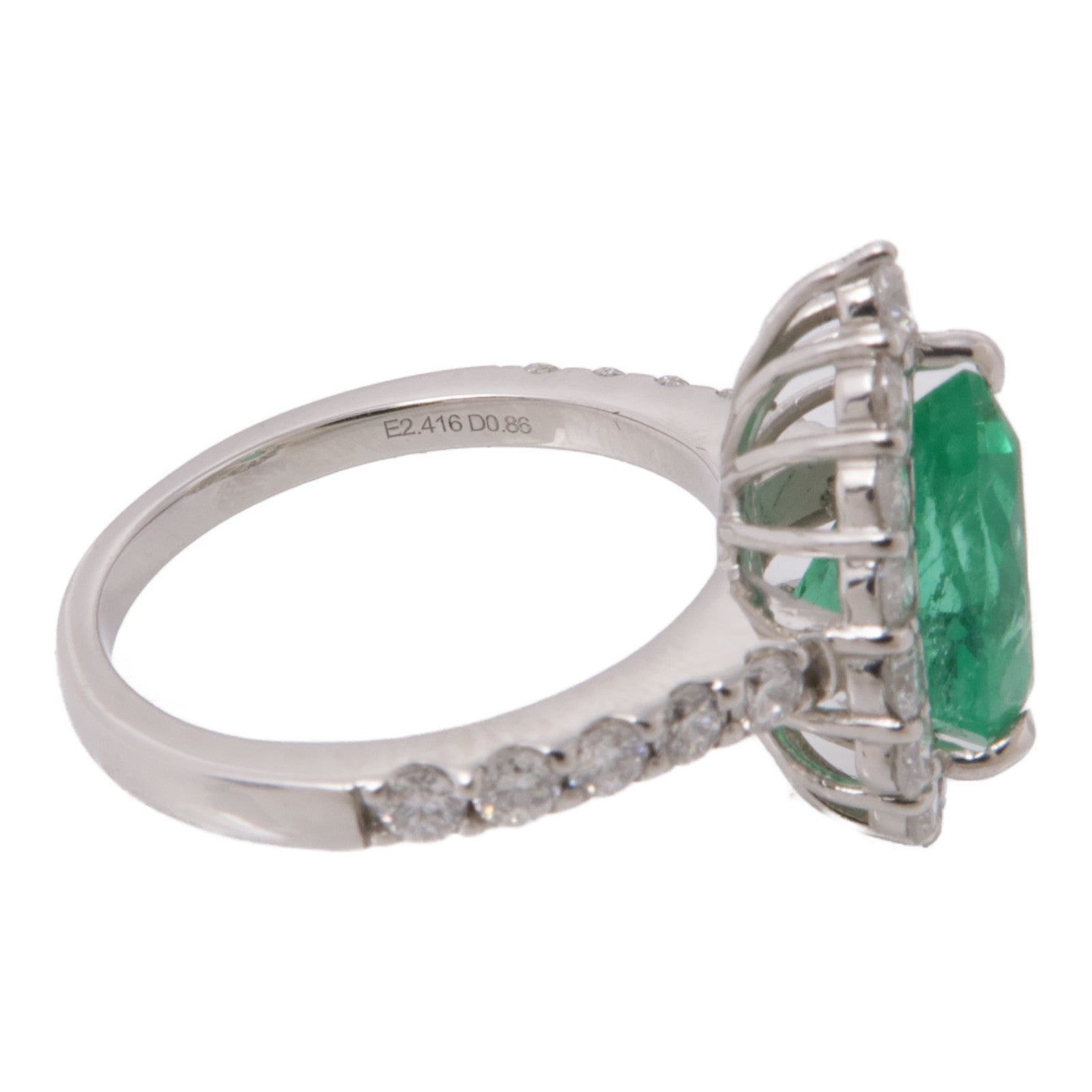 JEWELRY PT900鉑金Emerald/Diamond Ring綠寶石/鑽石戒指US#5.5