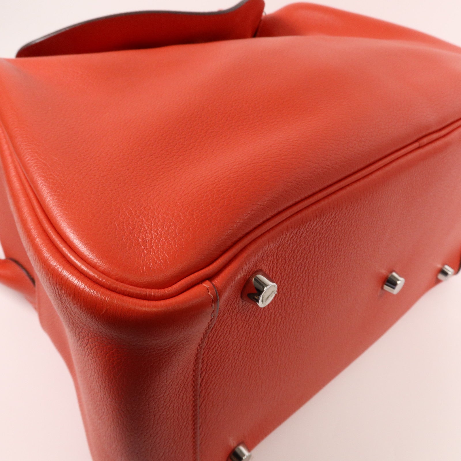 HERMES Evercolor皮革Lindy 30銀扣手挽肩背兩用袋Rouge Tomate
