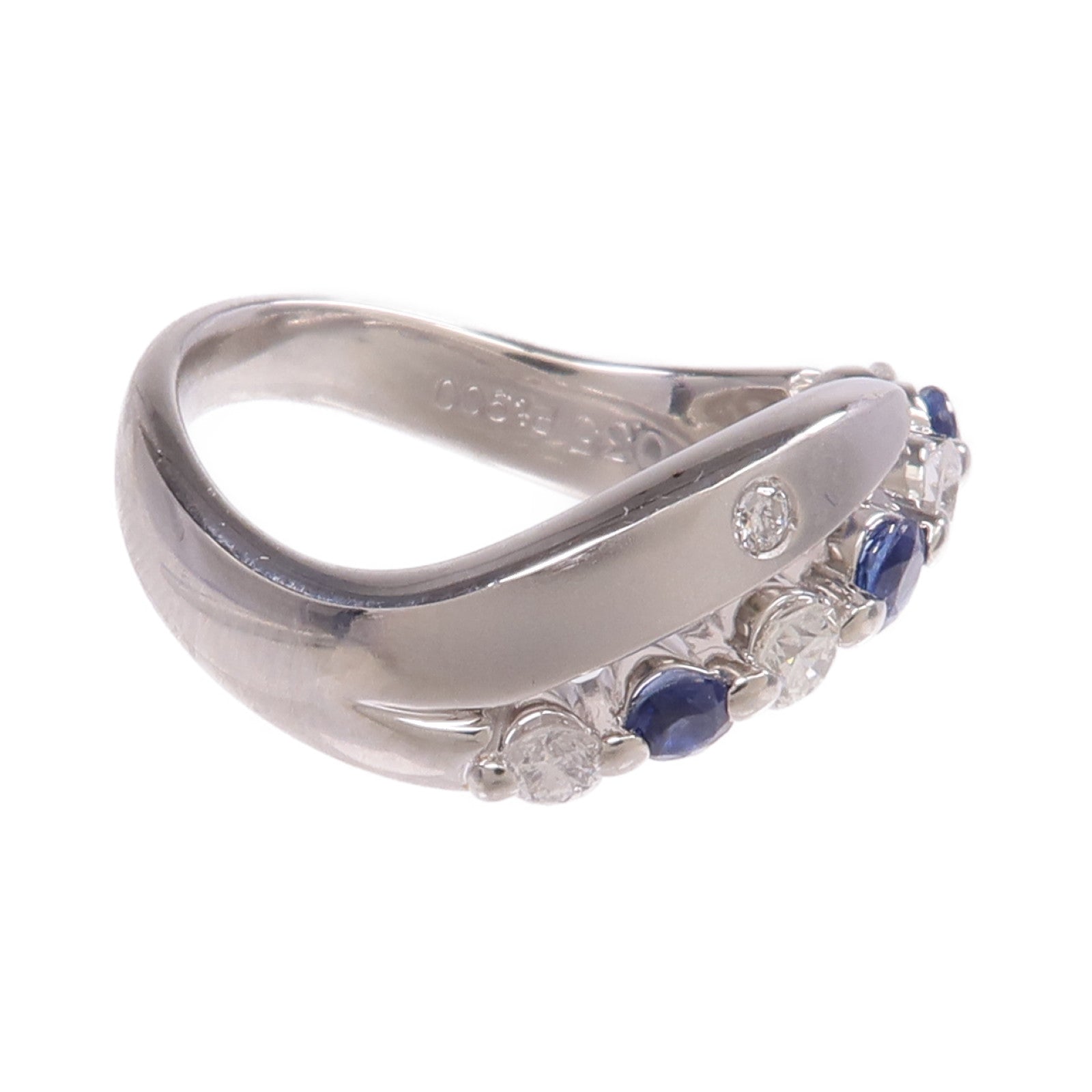 JEWELRY 【激減優惠】PT900鉑金Sapphire Diamond Ring藍寶石/鑽石戒指US#6