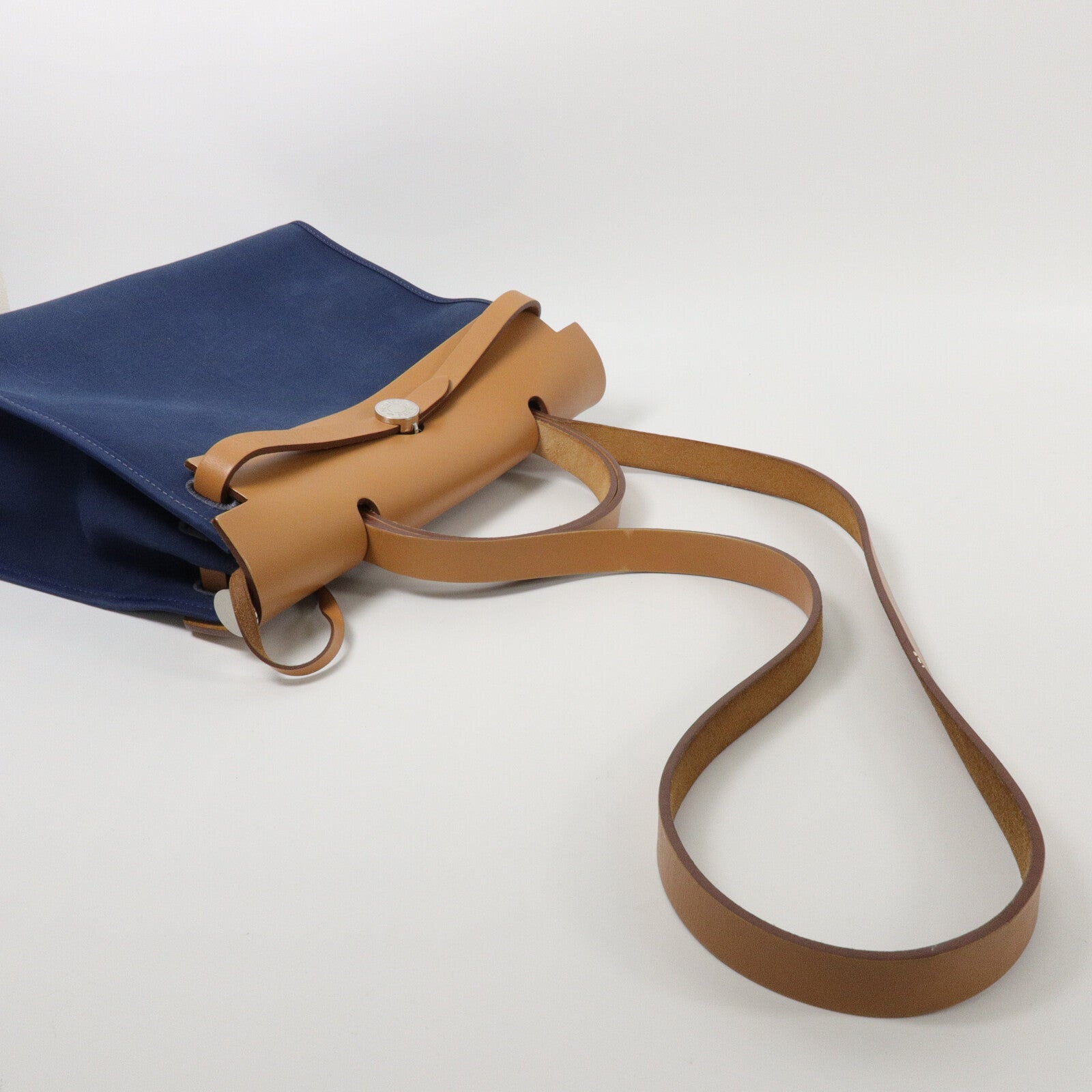 HERMES 帆布Herbag PM手挽肩背兩用袋Blue De Malte