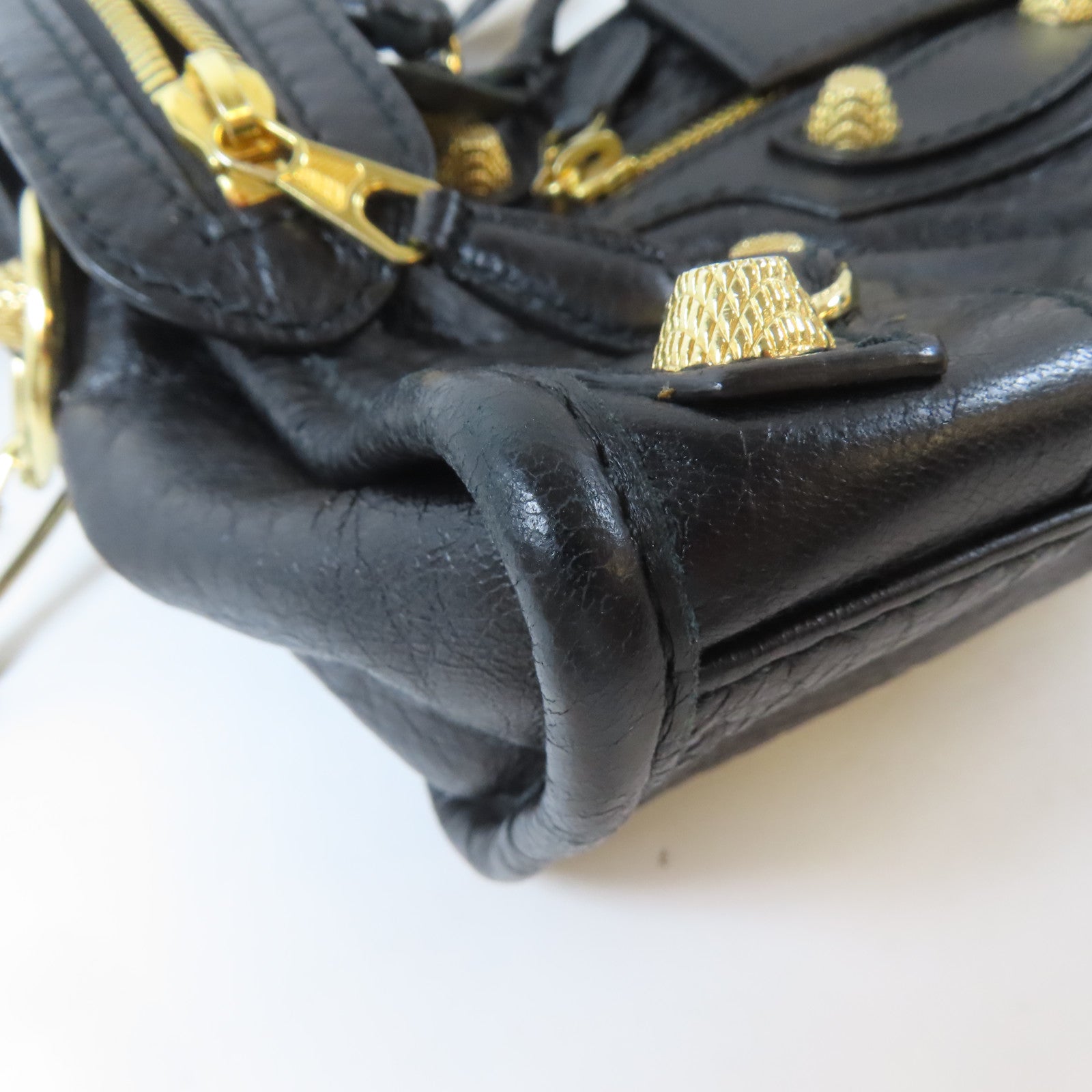 BALENCIAGA 羊皮皮革Mini City金扣手挽肩背兩用袋黑色