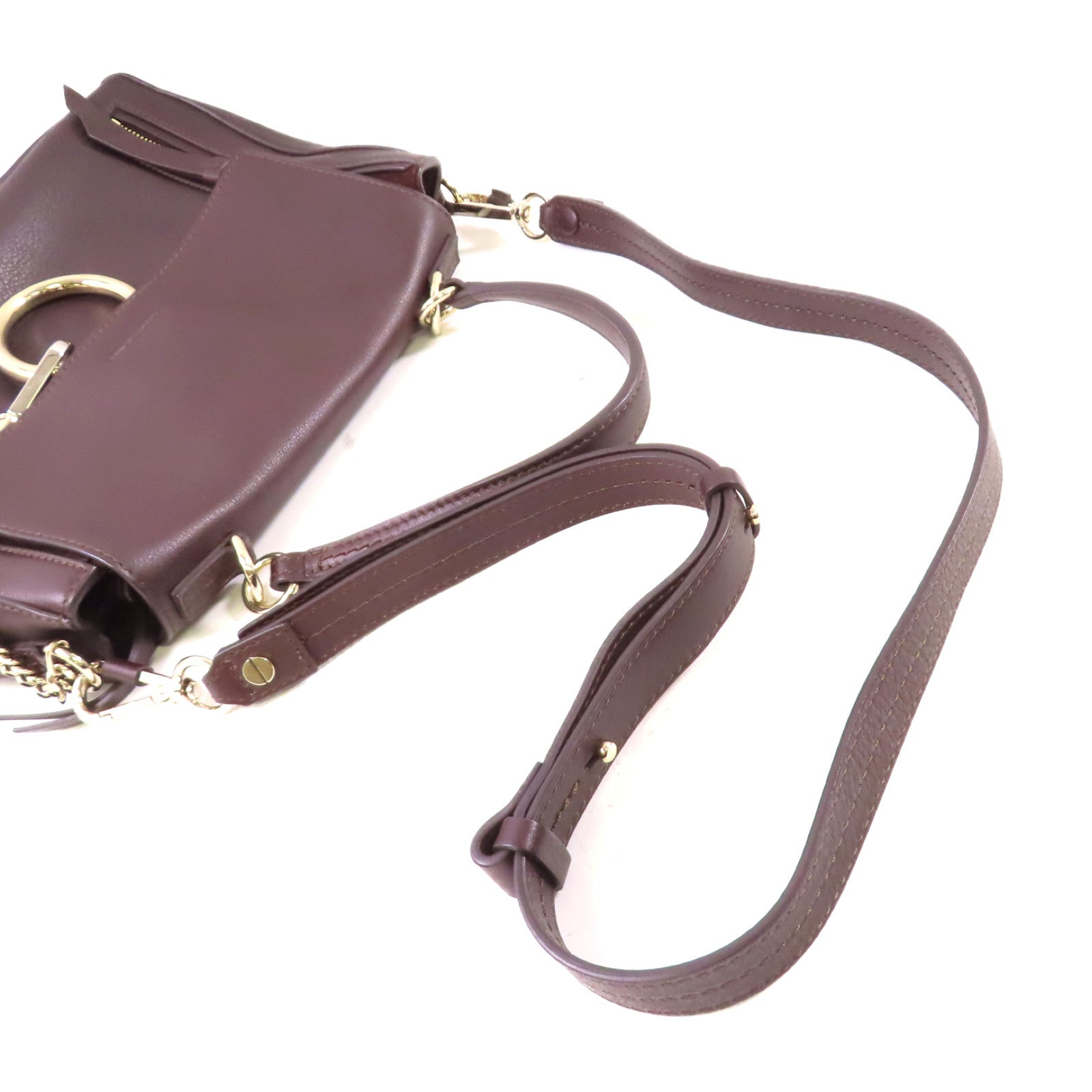 Chloe 牛皮皮革Faye Day 2Way Bag金扣手挽肩背兩用袋啡色