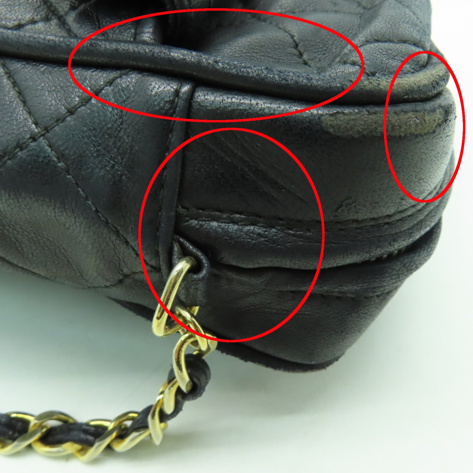 CHANEL 【激減優惠】菱格羊皮皮革Chain Shoulder金扣鏈帶肩背袋黑色