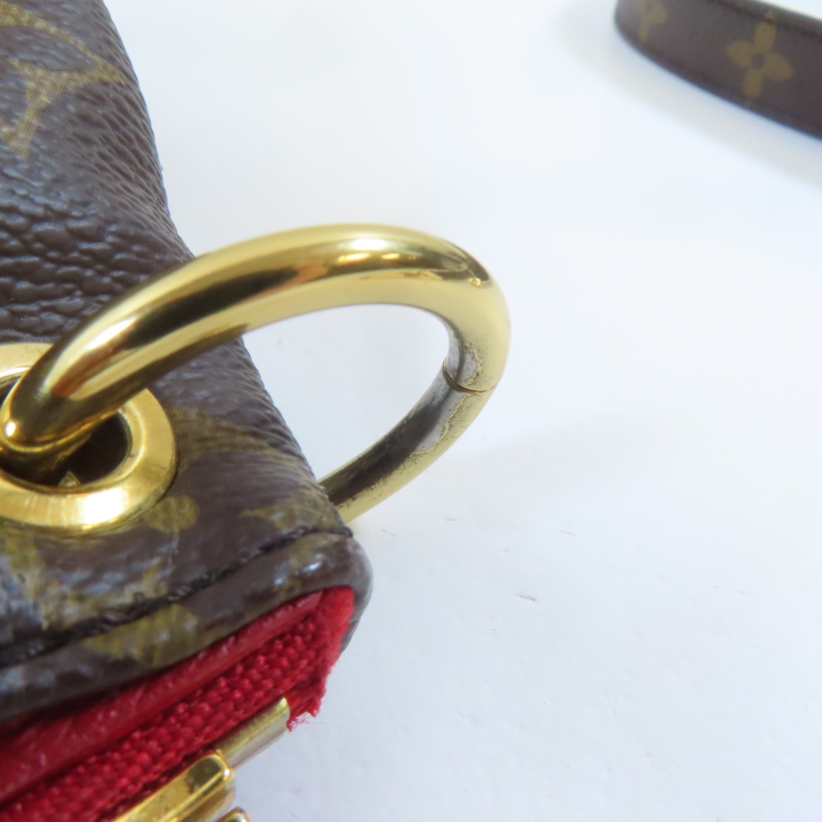 LOUIS VUITTON Monogram Pallas MM金扣手挽肩背兩用袋啡色/紅色
