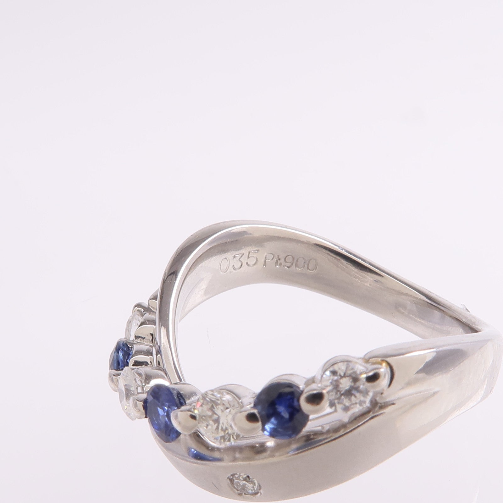 JEWELRY 【激減優惠】PT900鉑金Sapphire Diamond Ring藍寶石/鑽石戒指US#6