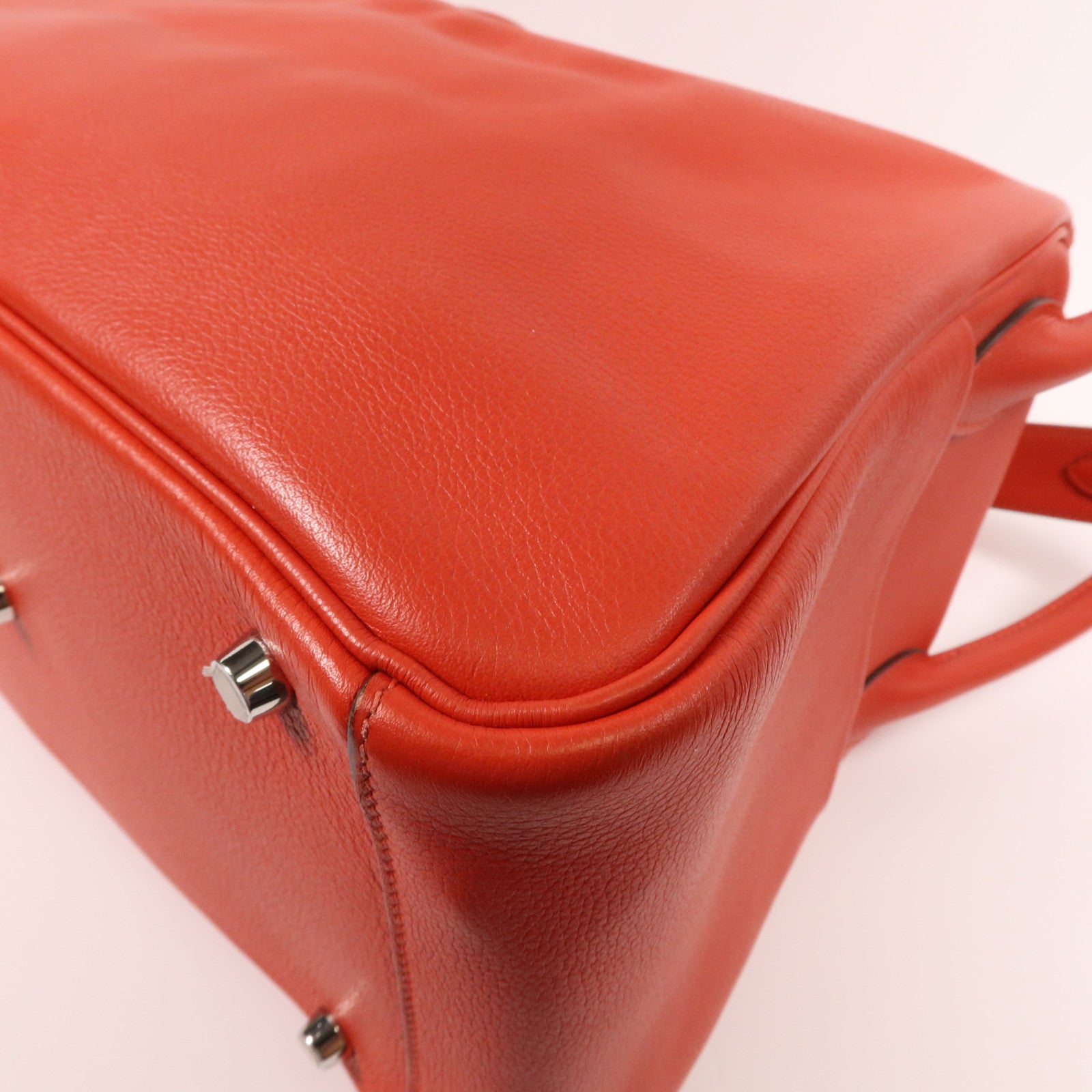 HERMES Evercolor皮革Lindy 30銀扣手挽肩背兩用袋Rouge Tomate