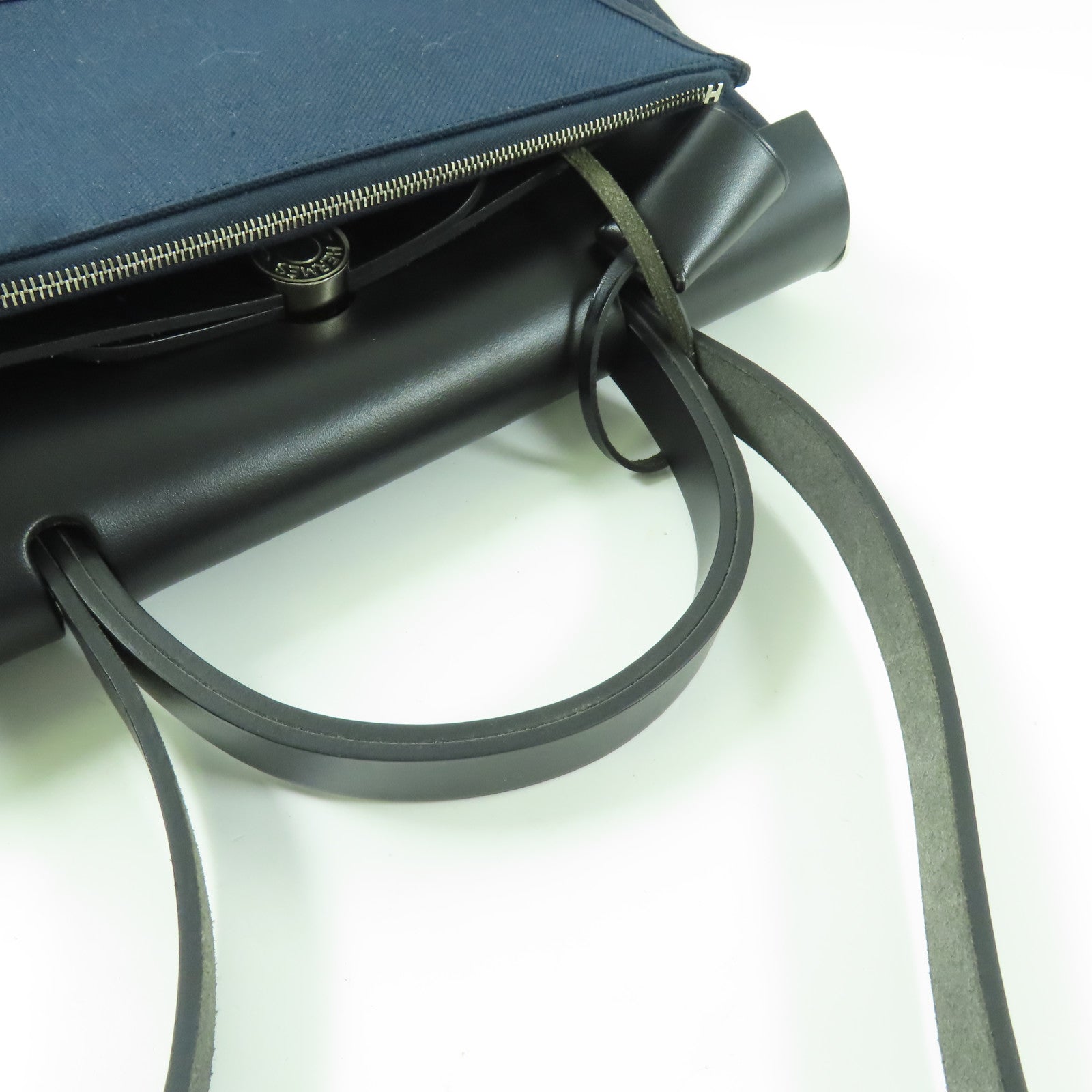 HERMES 帆布Herbag銀扣手挽肩背兩用袋