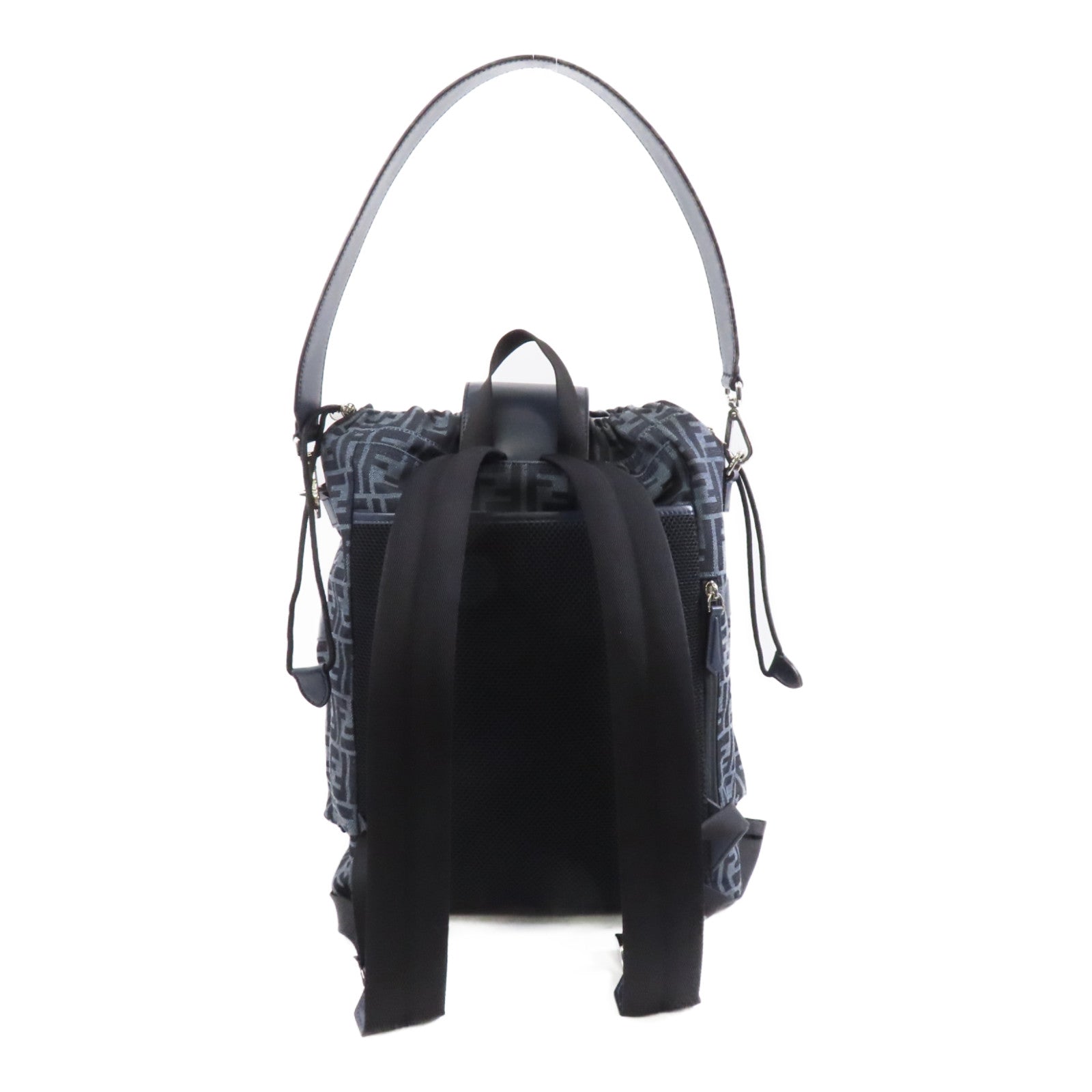 FENDI 帆布Backpack銀扣背包藍色