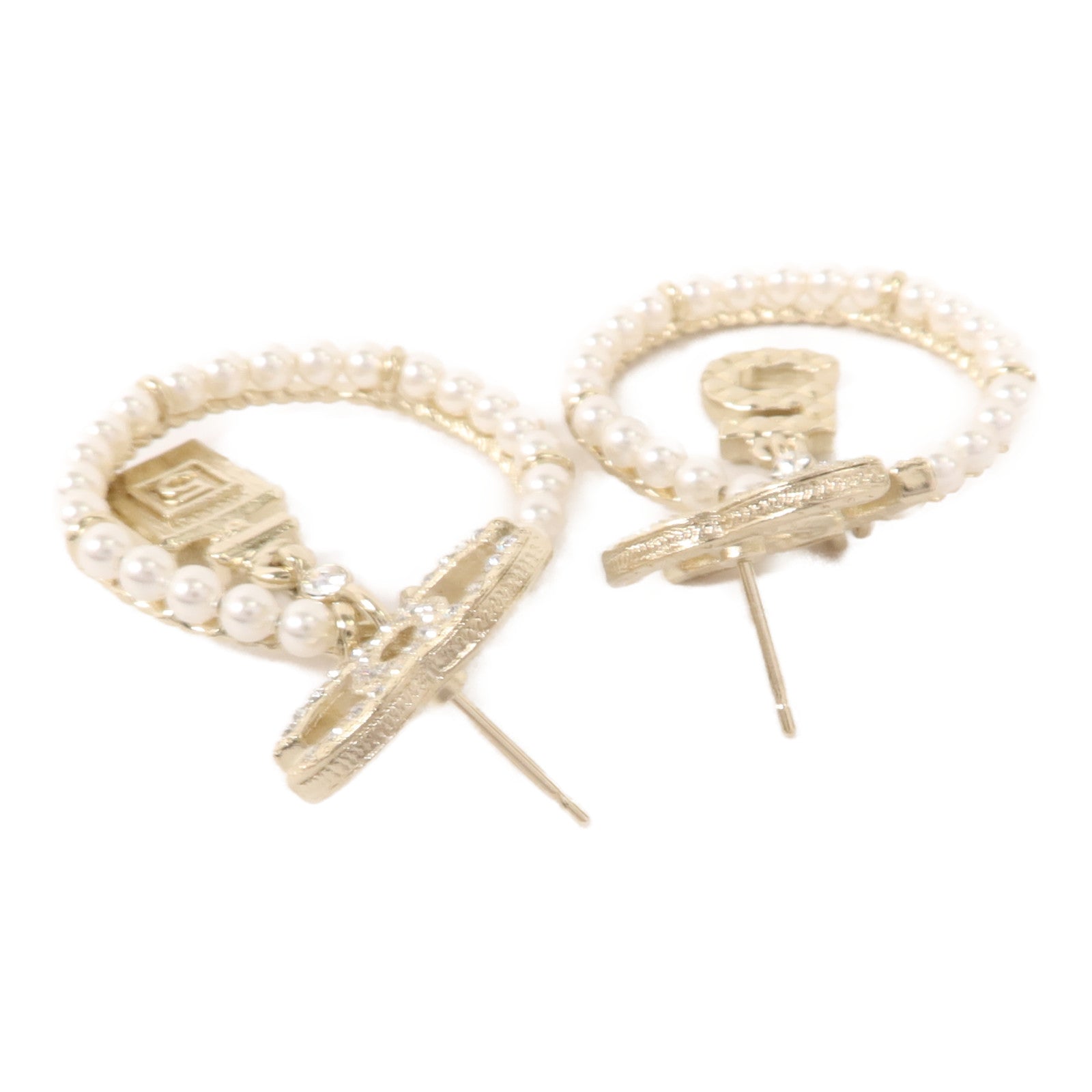 CHANEL 金屬/水晶Pierced Earring耳環