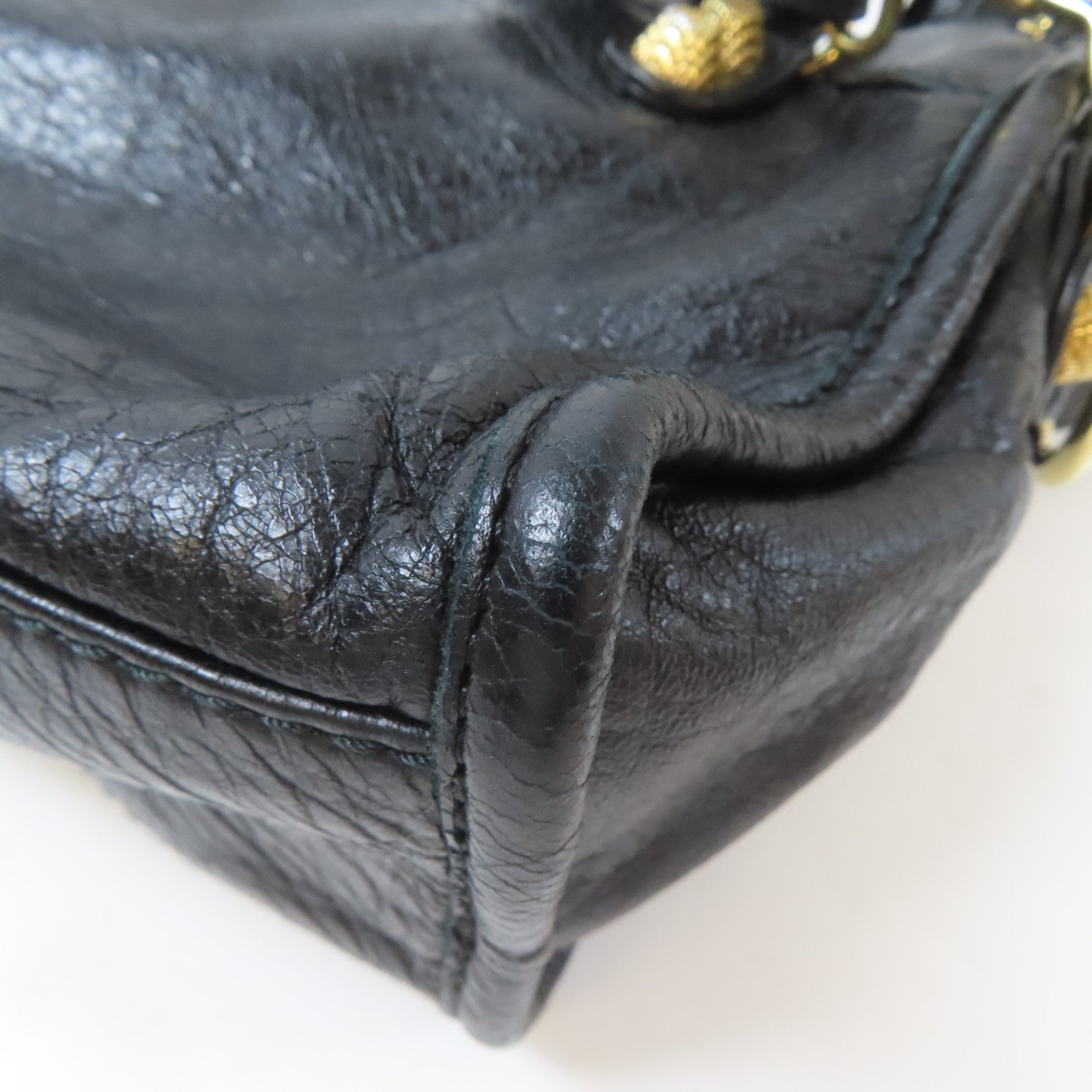 BALENCIAGA 羊皮皮革Mini City金扣手挽肩背兩用袋黑色