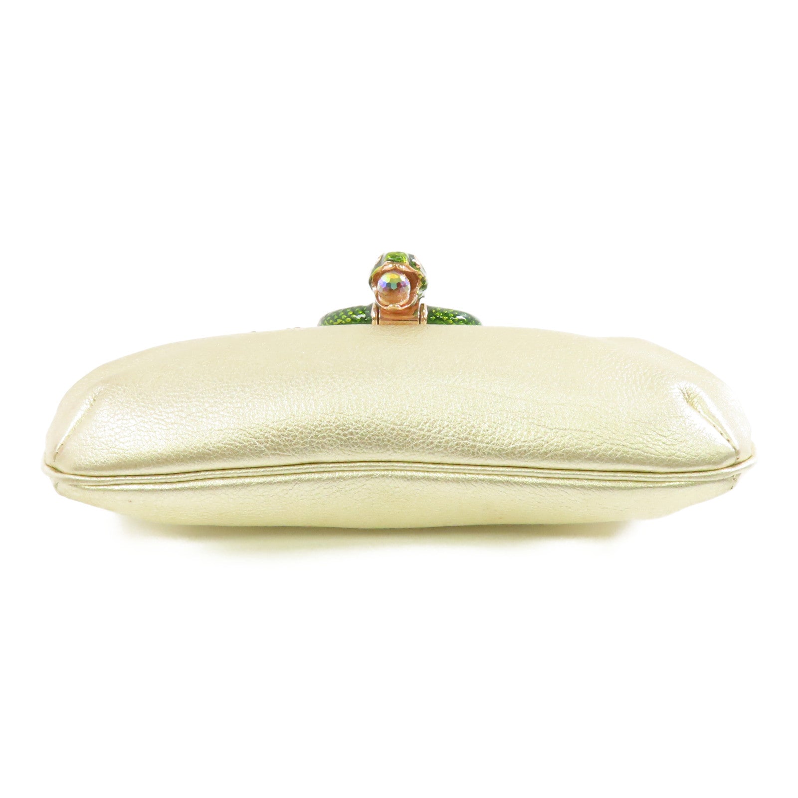 GUCCI 牛皮皮革Clutch Bag金扣手拿包金色/綠色