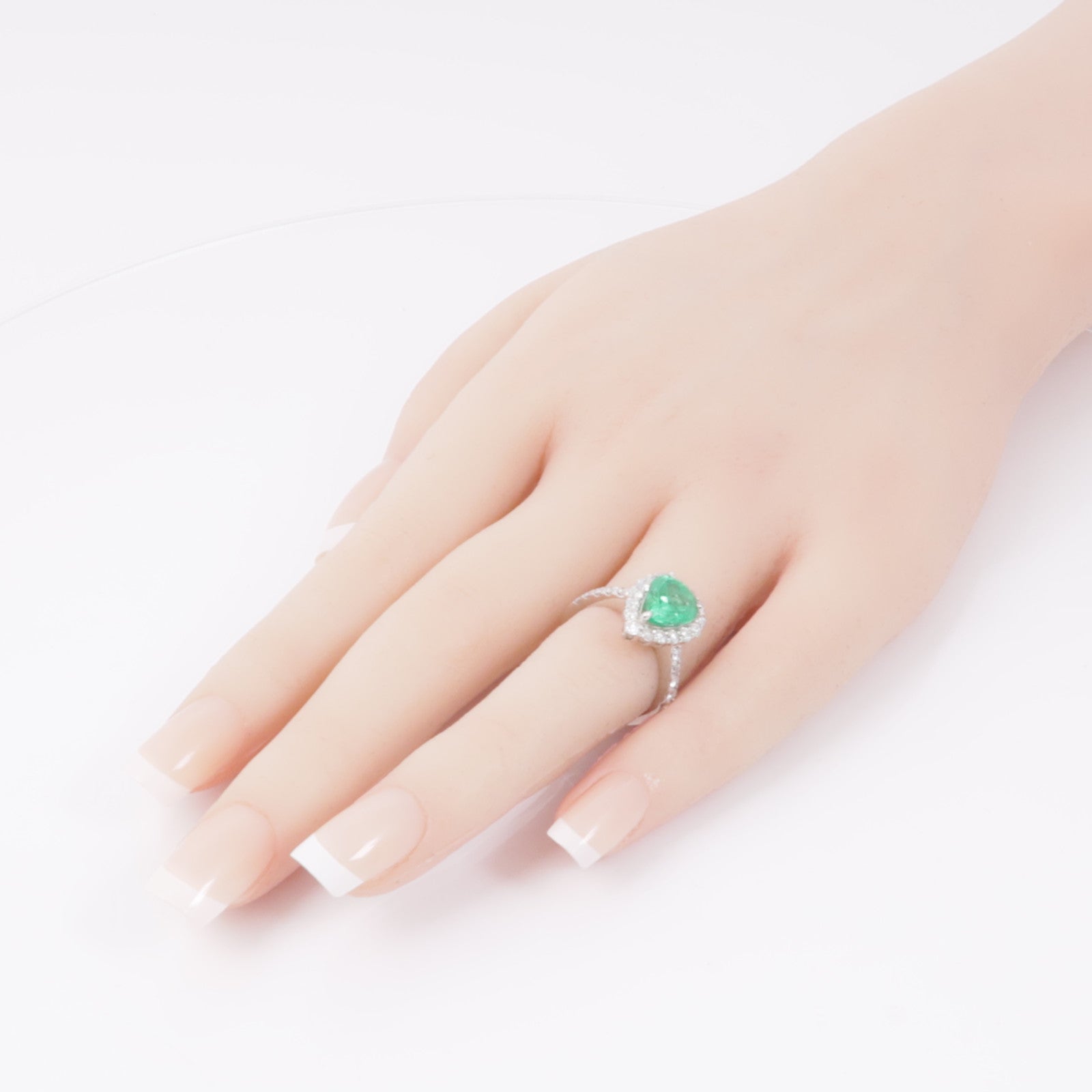 JEWELRY PT900鉑金Emerald/Diamond Ring綠寶石/鑽石戒指US#5.5