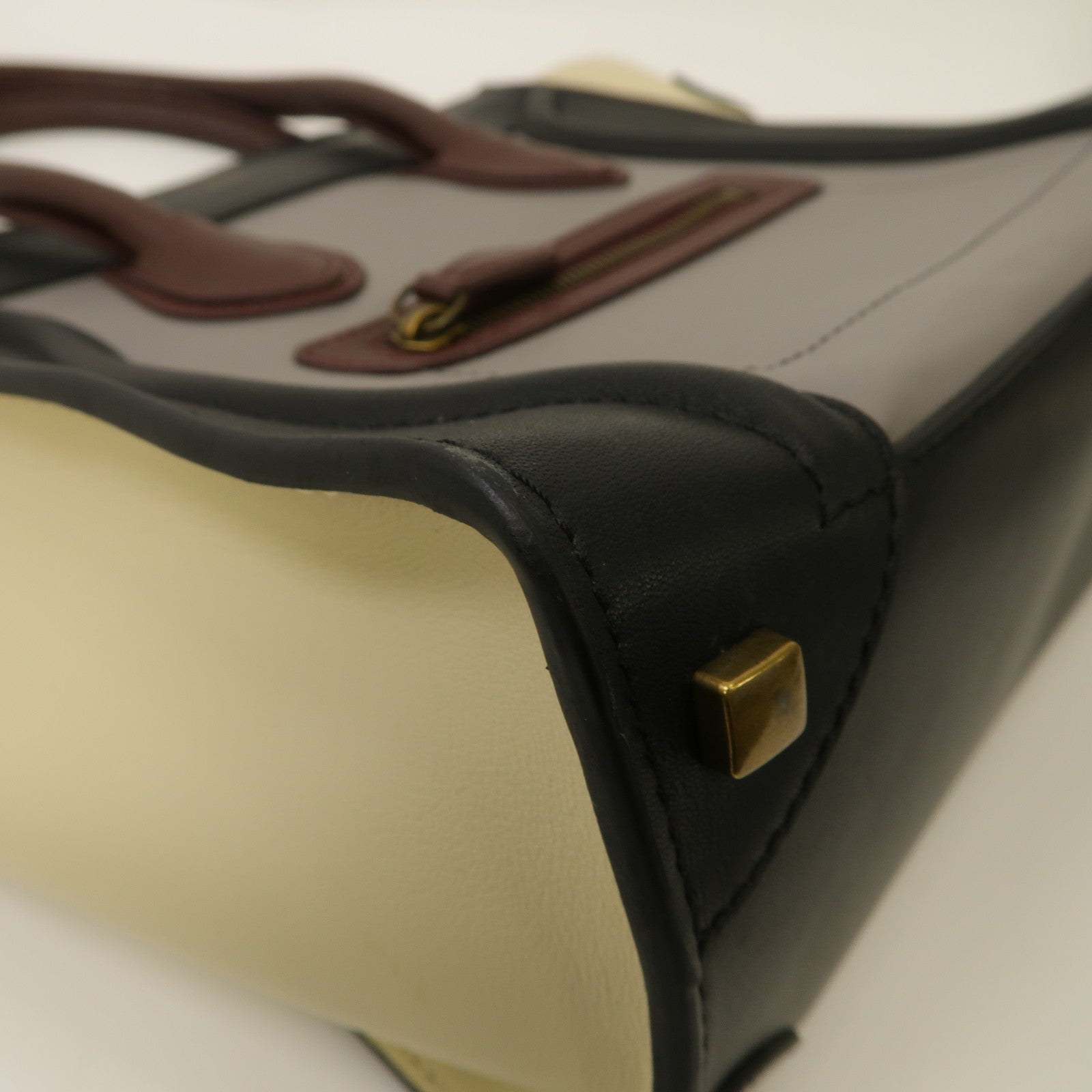 CELINE 【激減優惠】牛皮皮革Micro Luggage金扣手挽袋黑色/米色/灰色