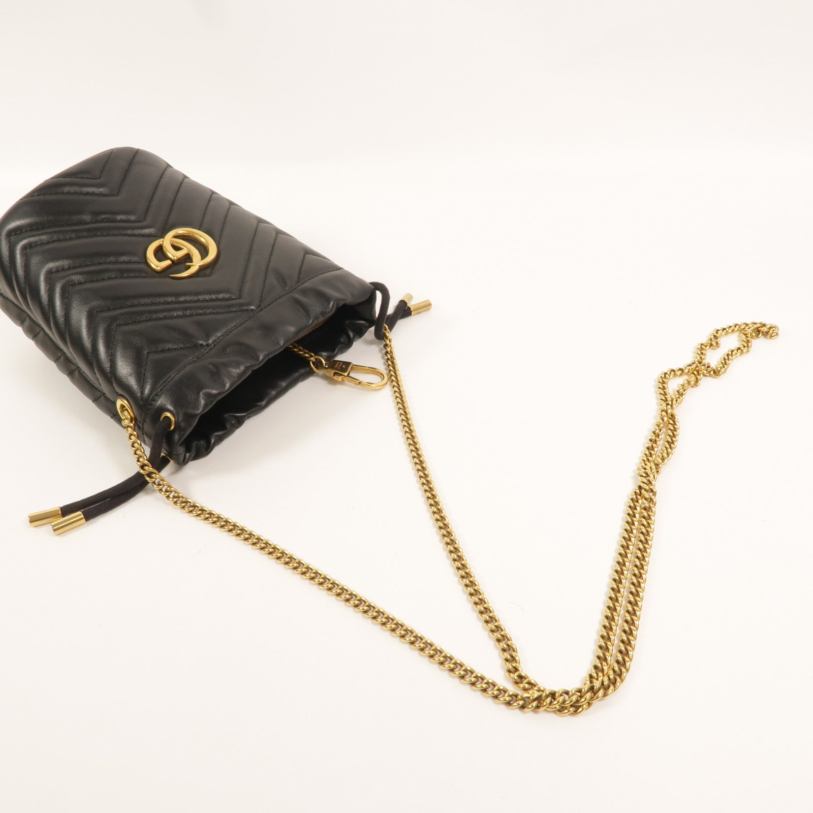 GUCCI 牛皮皮革GG Marmont Bucket鏈帶肩背袋