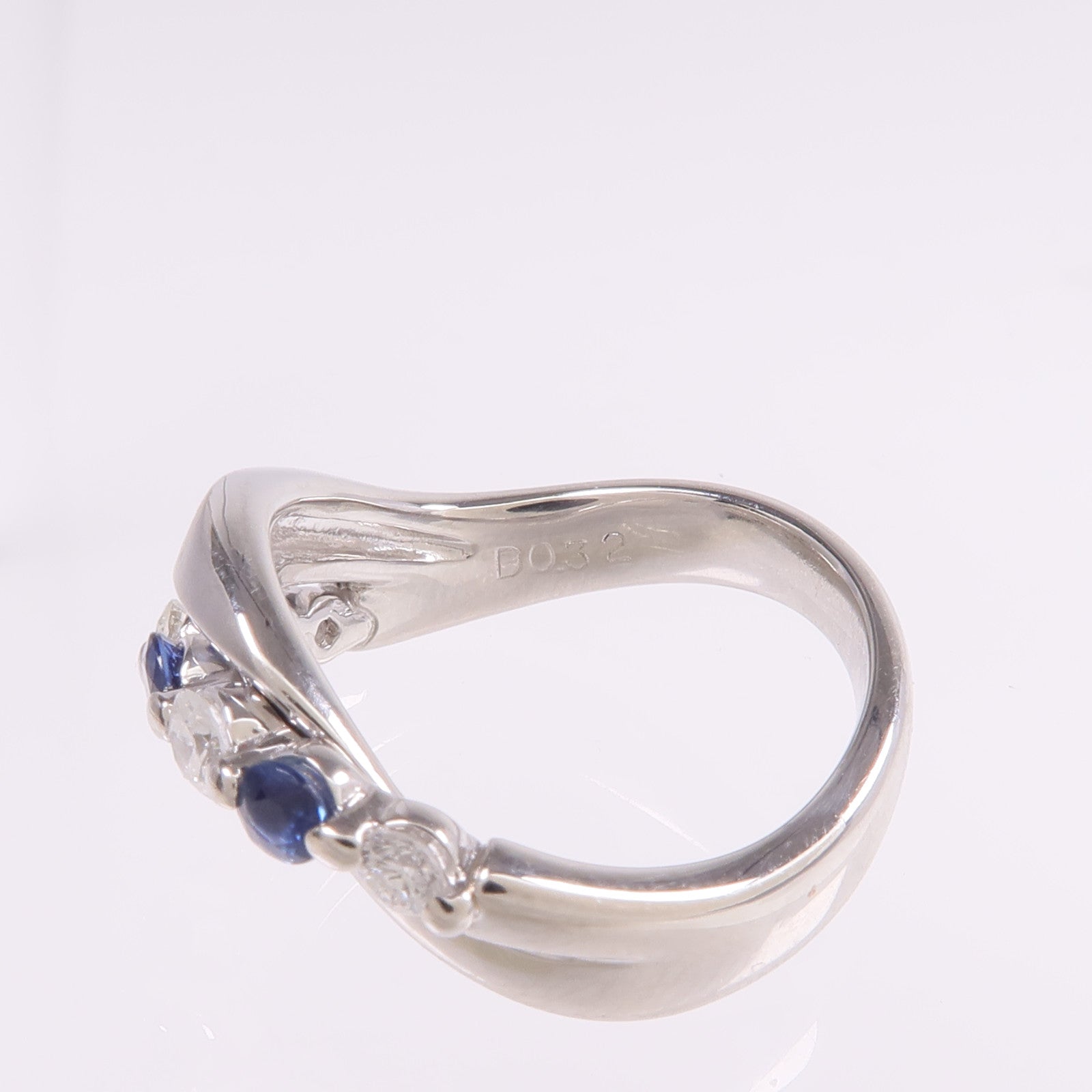JEWELRY 【激減優惠】PT900鉑金Sapphire Diamond Ring藍寶石/鑽石戒指US#6