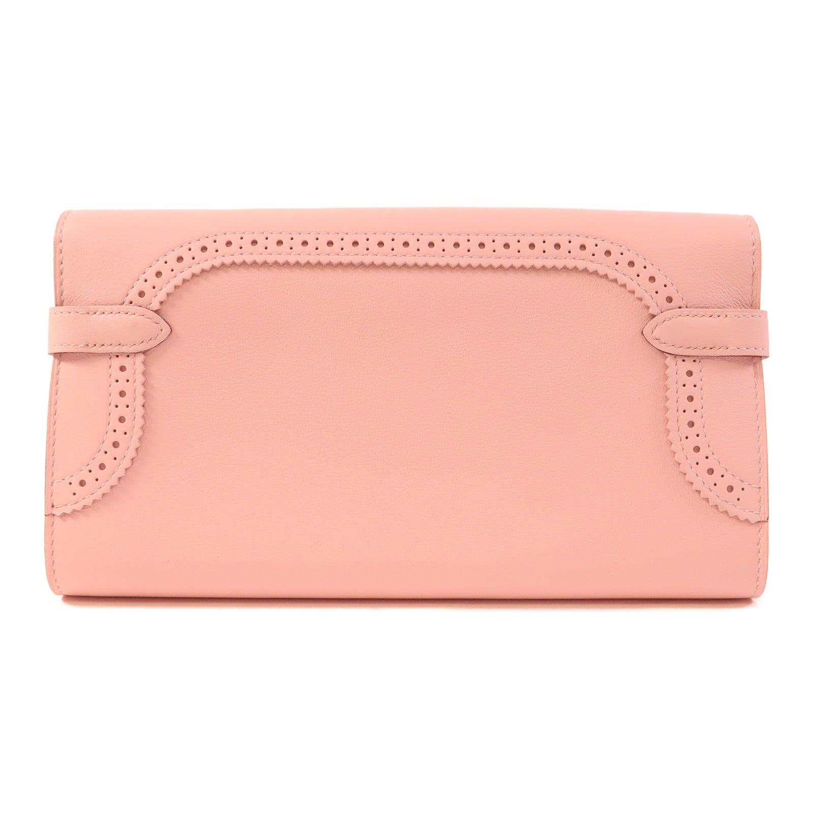 HERMES Swift皮革Gillies Kelly Long Wallet銀扣長錢包Rose Sakura