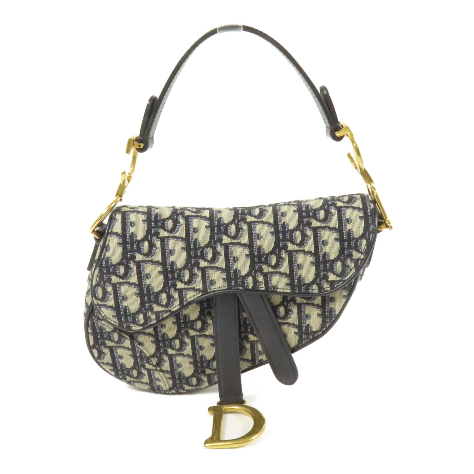 Dior 【激減優惠】帆布Mini Saddle金扣手挽袋