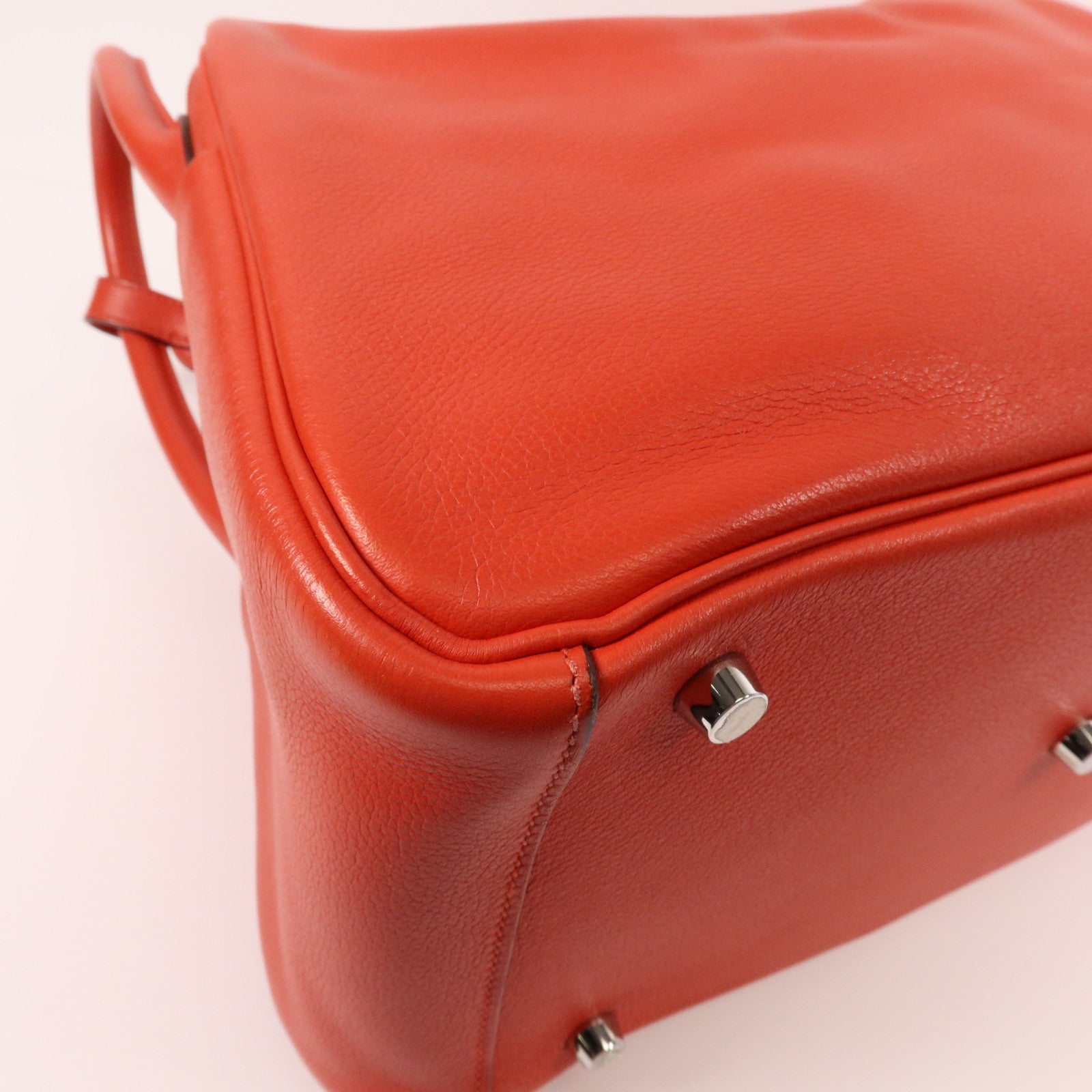 HERMES Evercolor皮革Lindy 30銀扣手挽肩背兩用袋Rouge Tomate