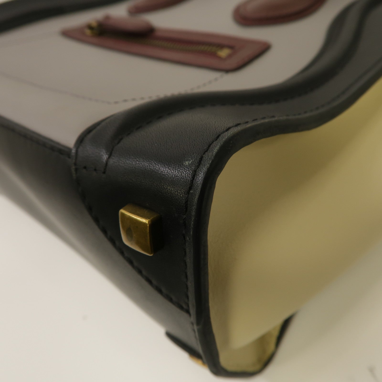 CELINE 【激減優惠】牛皮皮革Micro Luggage金扣手挽袋黑色/米色/灰色