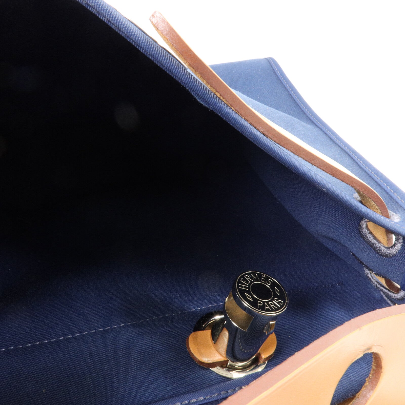 HERMES 帆布Herbag PM手挽肩背兩用袋Blue De Malte