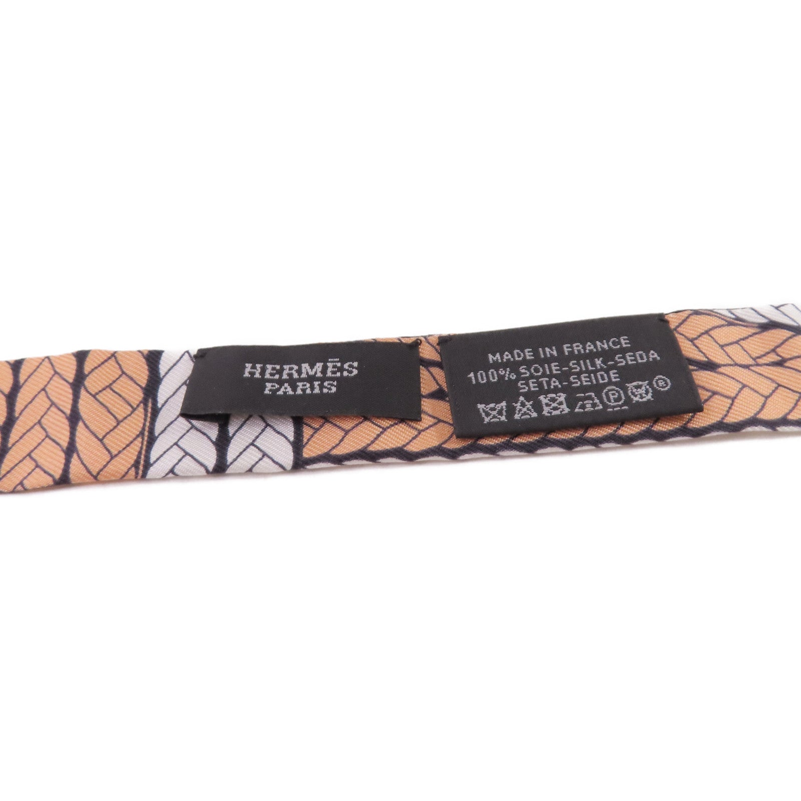 HERMES 絲質Twilly Doll Scarf絲巾黑色/橙色/白色/彩色