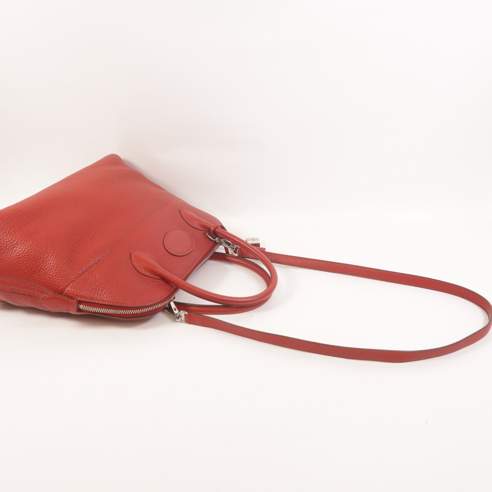 HERMES Clemence皮革Bolide 31手挽肩背兩用袋Rouge Garance