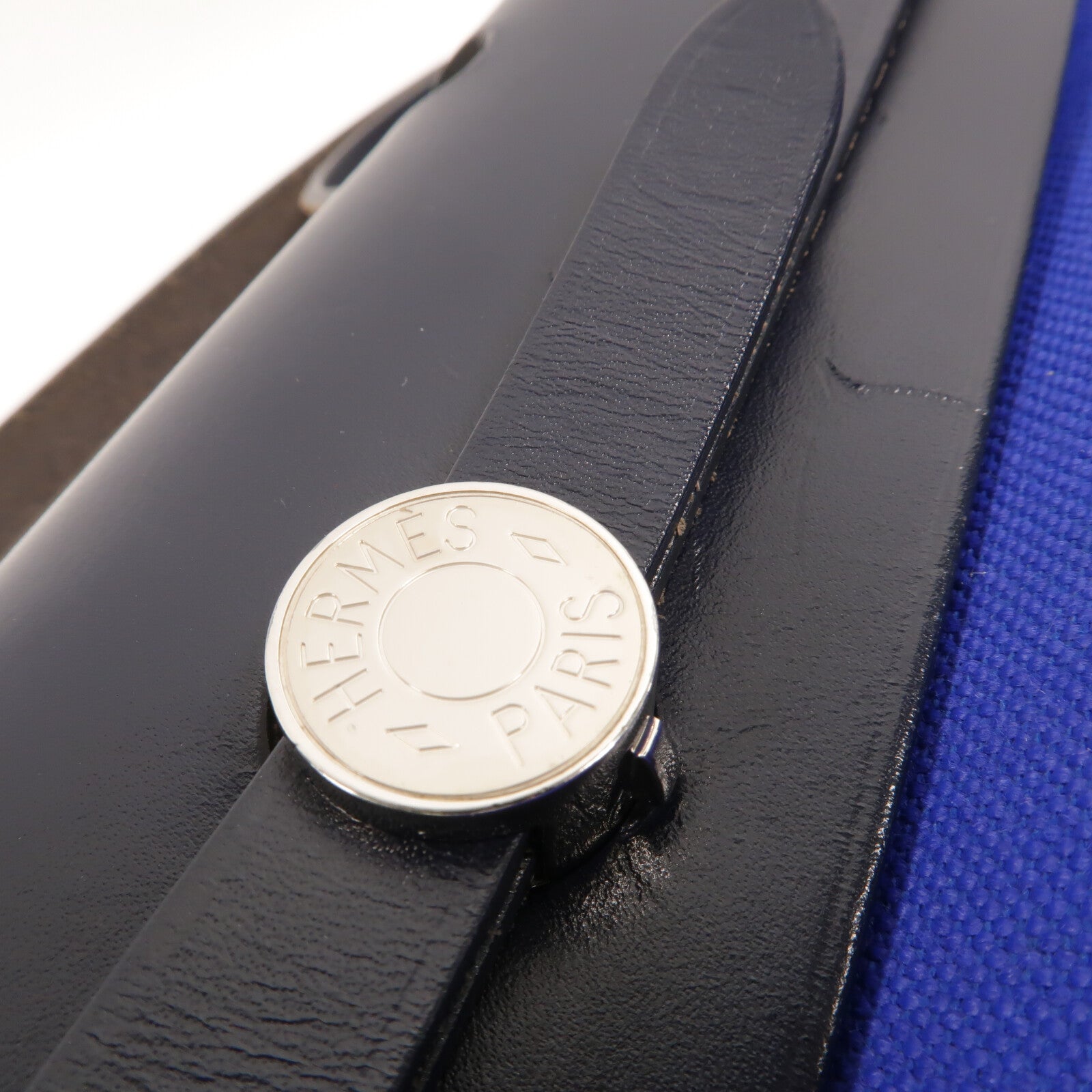 HERMES 帆布Herbag PM手挽肩背兩用袋Blue Eletric