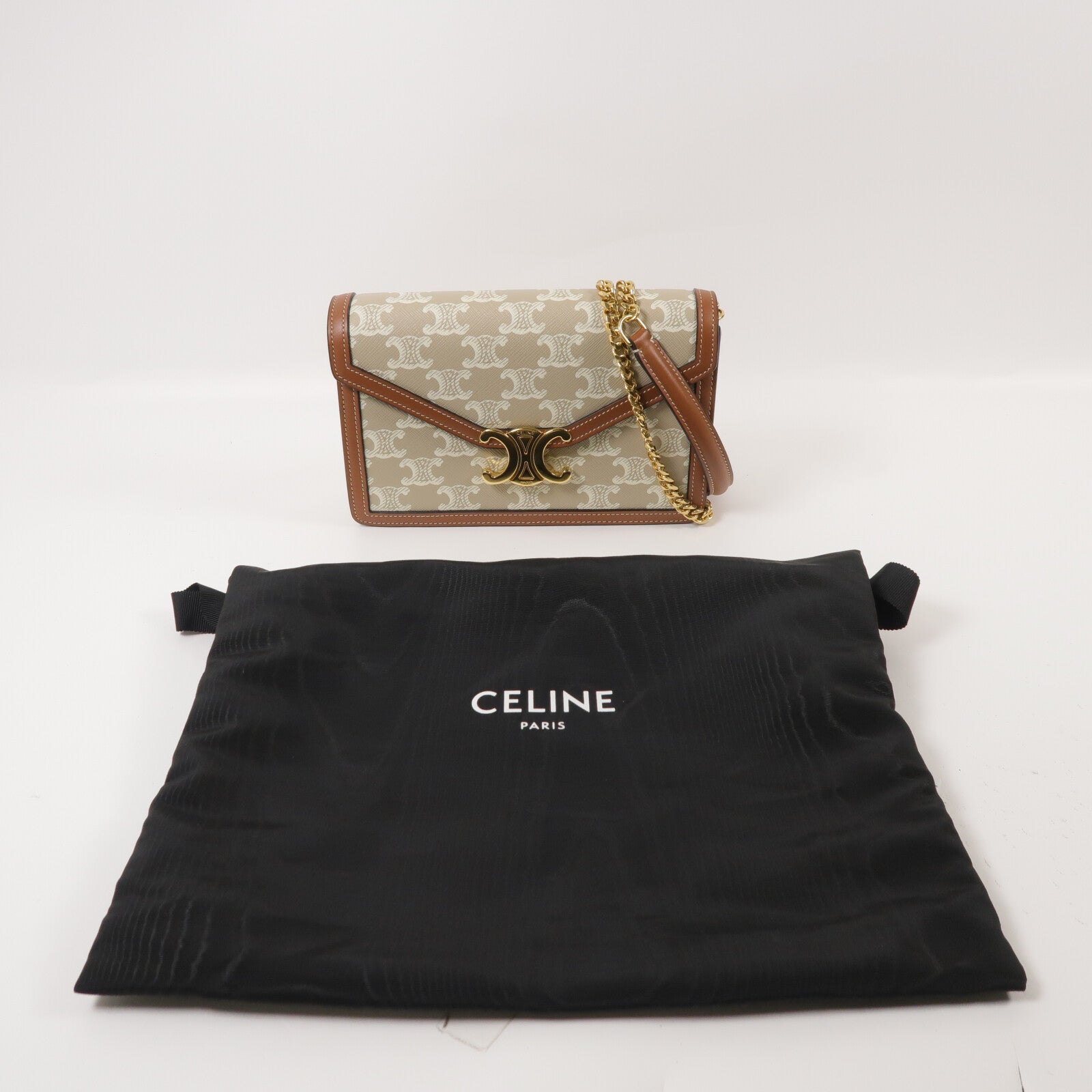 CELINE 塗層帆布Wallet on Chain Margo鏈帶肩背袋