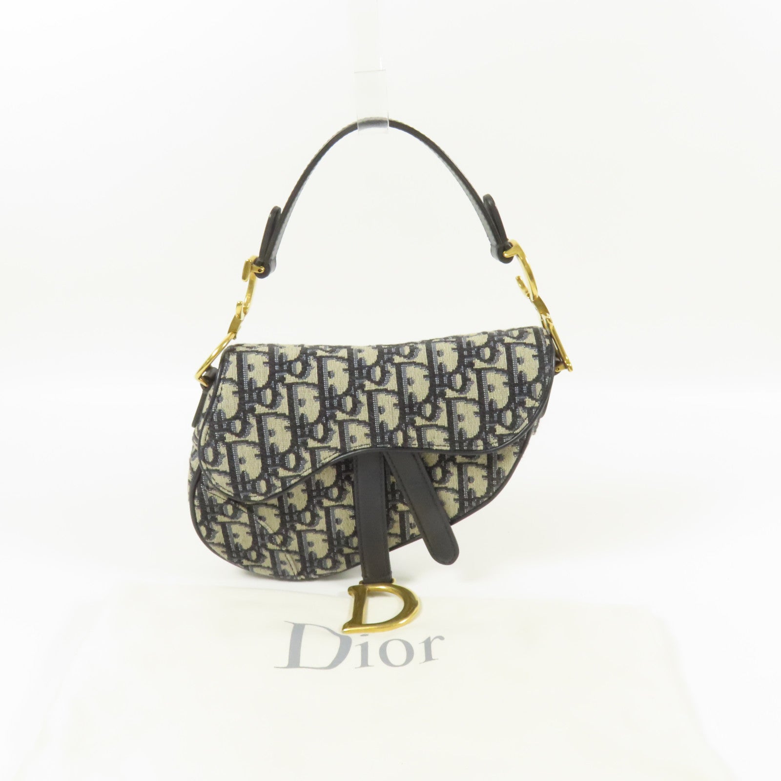 Dior 【激減優惠】帆布Mini Saddle金扣手挽袋
