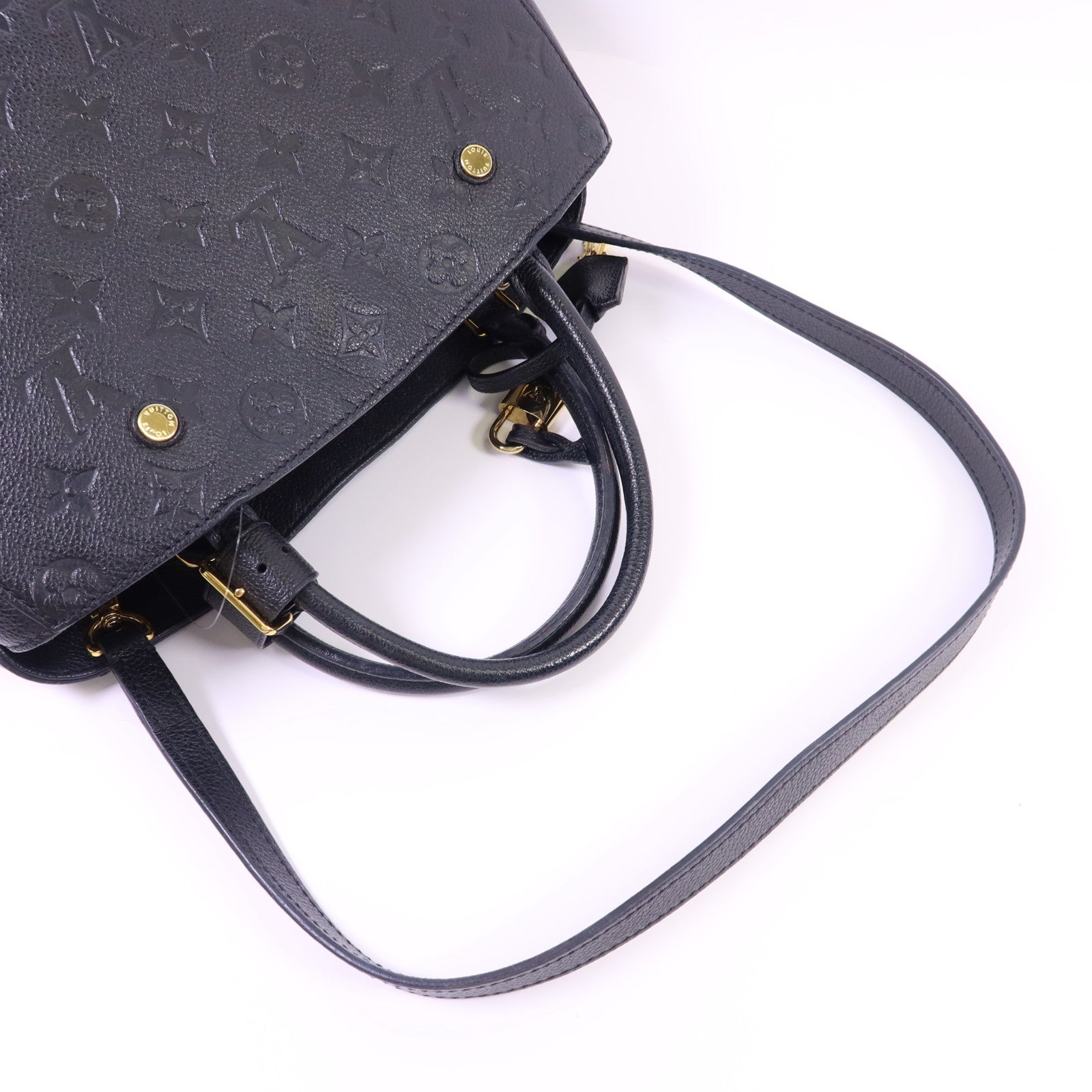 LOUIS VUITTON Monogram Empreinte Montaigne MM金扣手挽肩背兩用袋