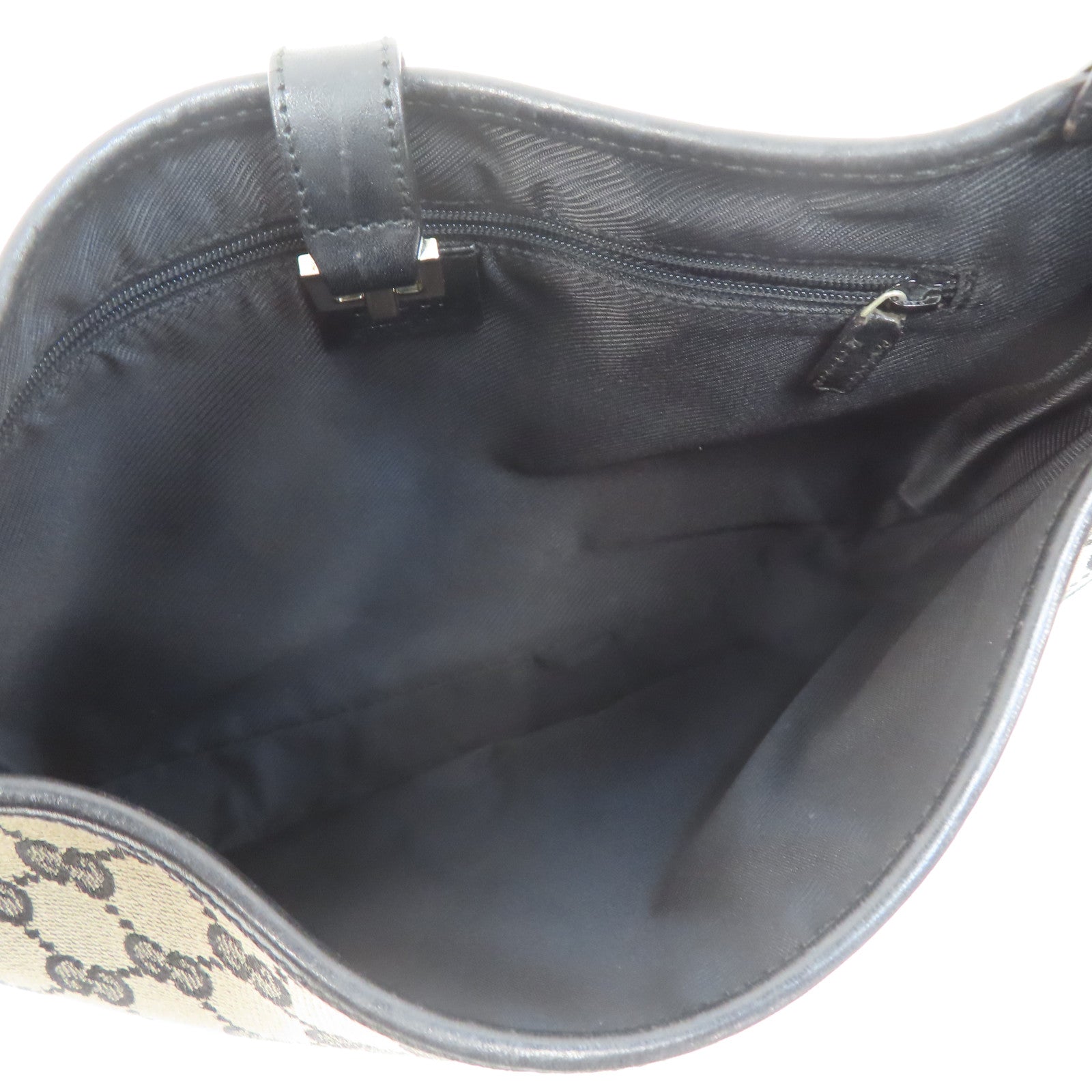 GUCCI 帆布Jackie銀扣手挽袋黑色