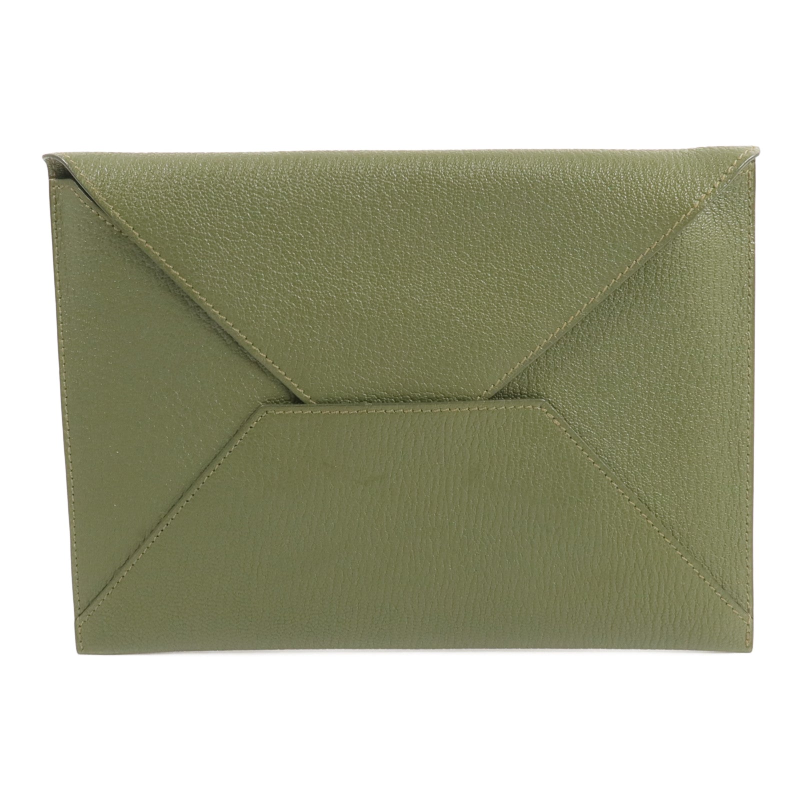 HERMES Chevre皮革Envelope Trio手拿包Vert Olive/Vert Verone/Bleu Azteque