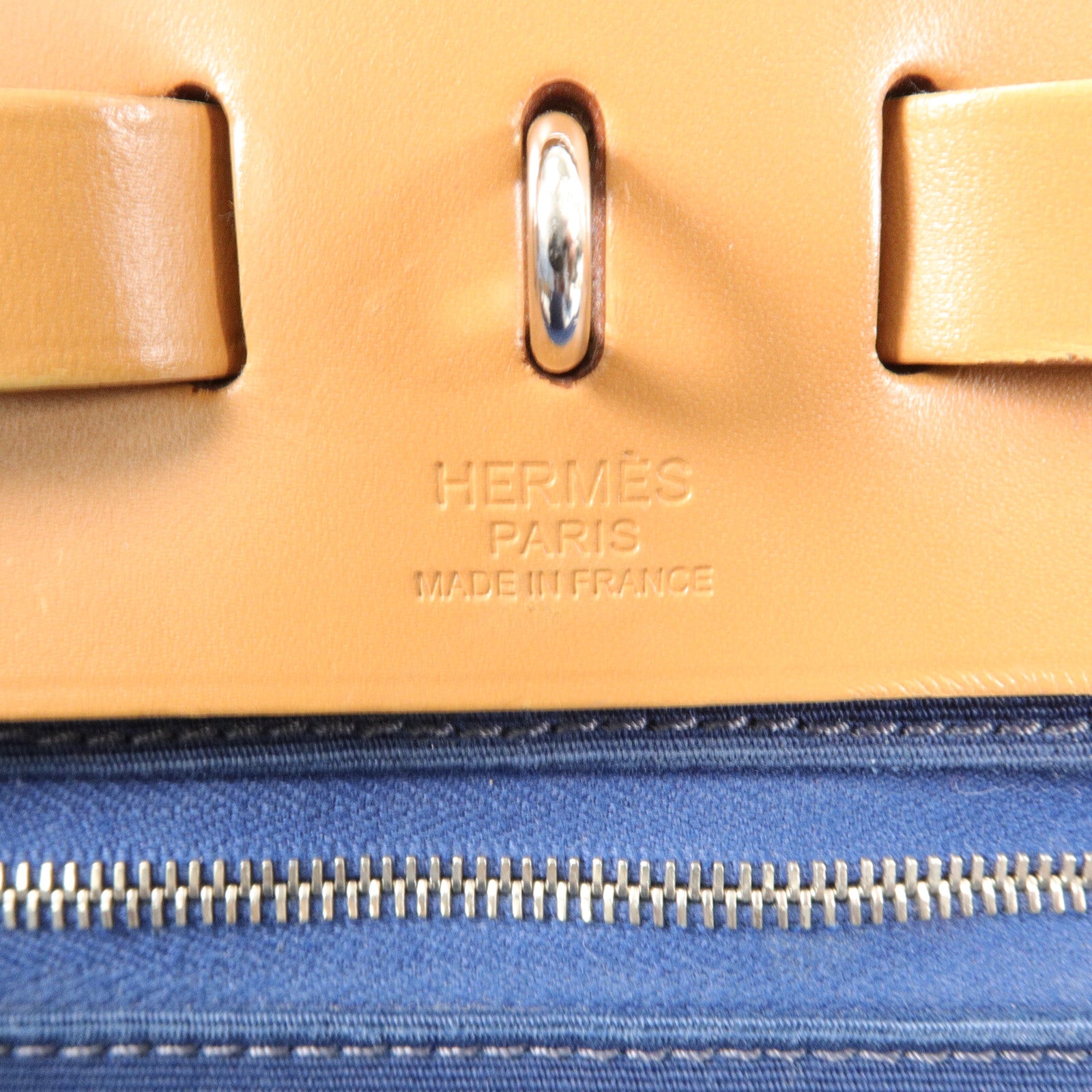 HERMES 帆布Herbag PM手挽肩背兩用袋Blue De Malte