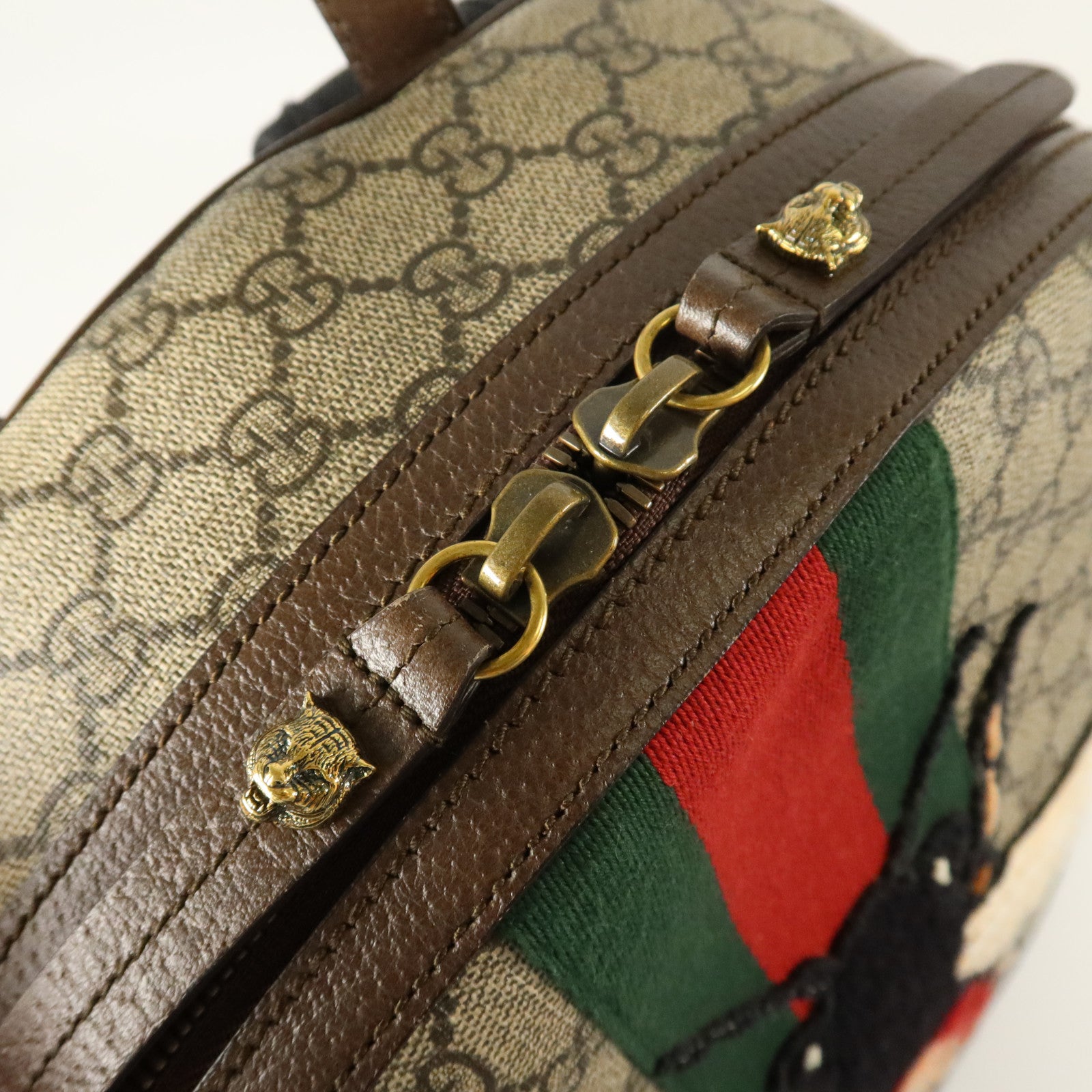 GUCCI 塗層帆布GG Supreme Animalier金扣背包
