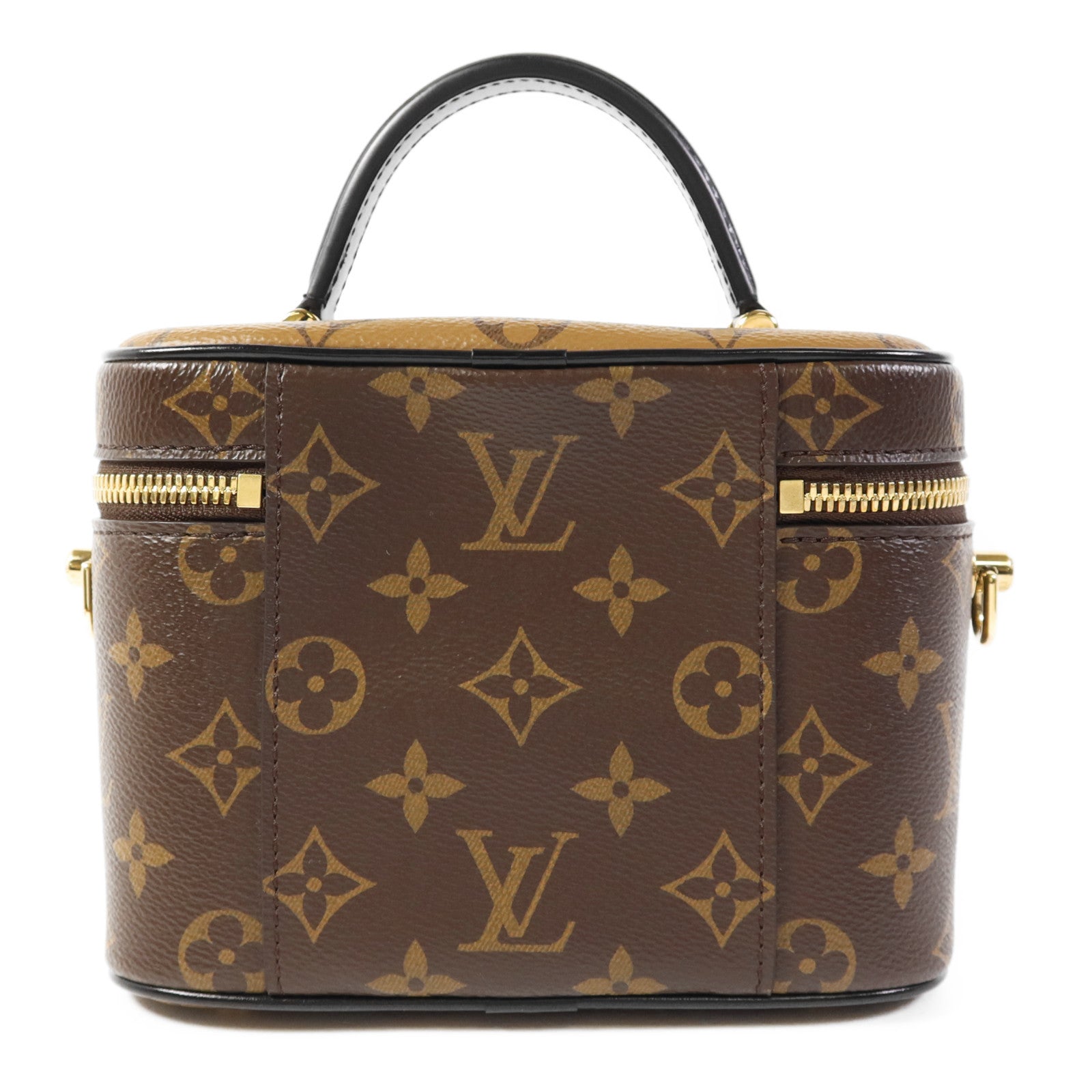 LOUIS VUITTON Monogram Reverse Vanity PM金扣手挽肩背兩用袋棕色