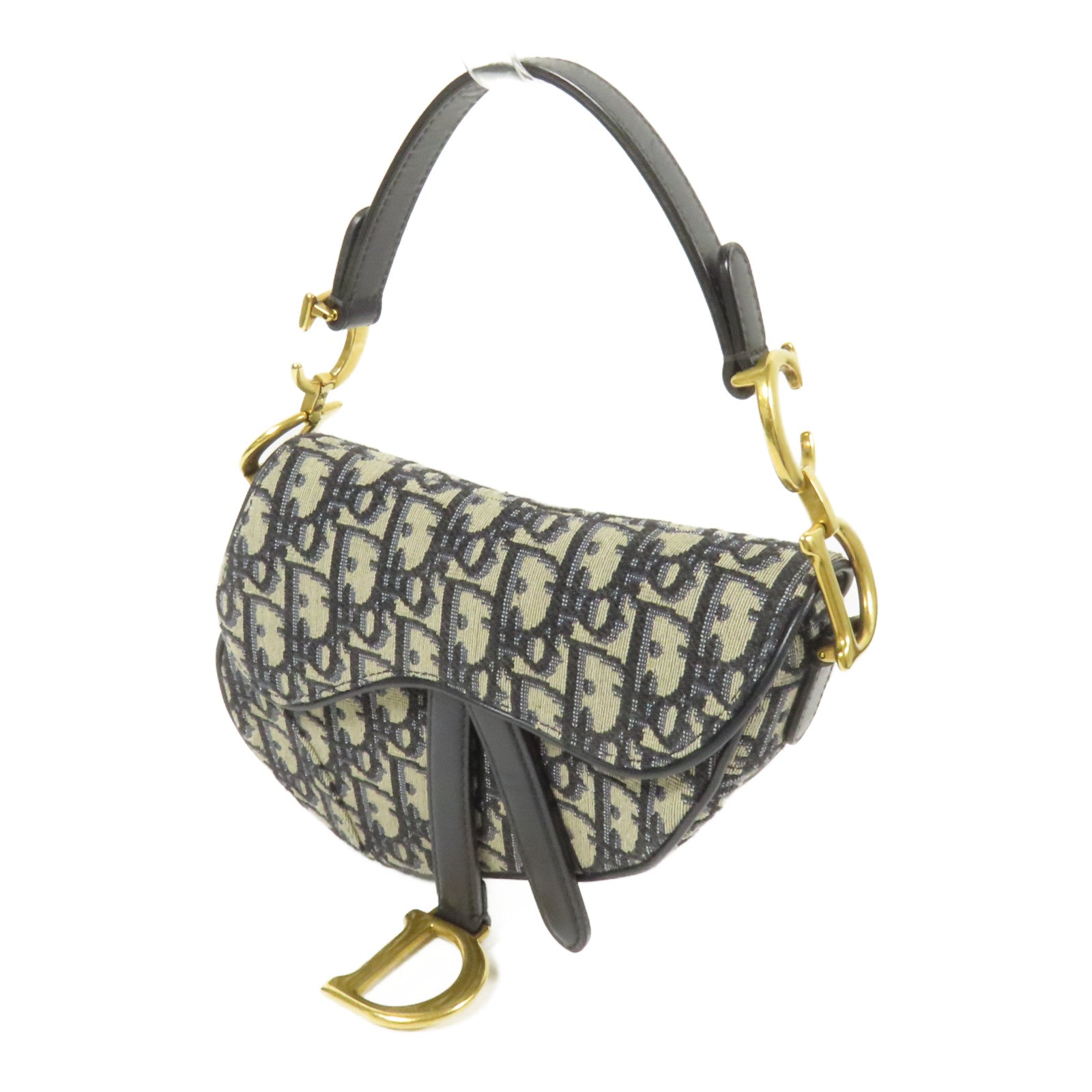 Dior 帆布Mini Saddle金扣手挽袋