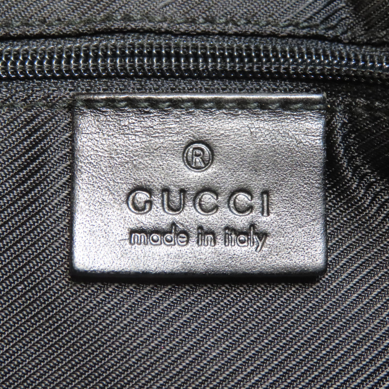 GUCCI 帆布Jackie銀扣手挽袋黑色