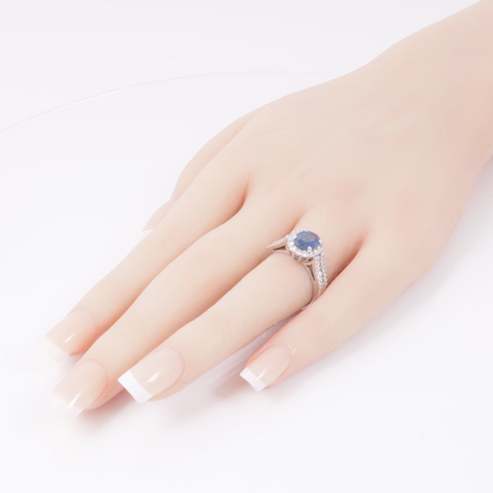 JEWELRY【激減優惠】 18K白金Sapphire/Diamond Ring藍寶石/鑽石戒指US#6.75
