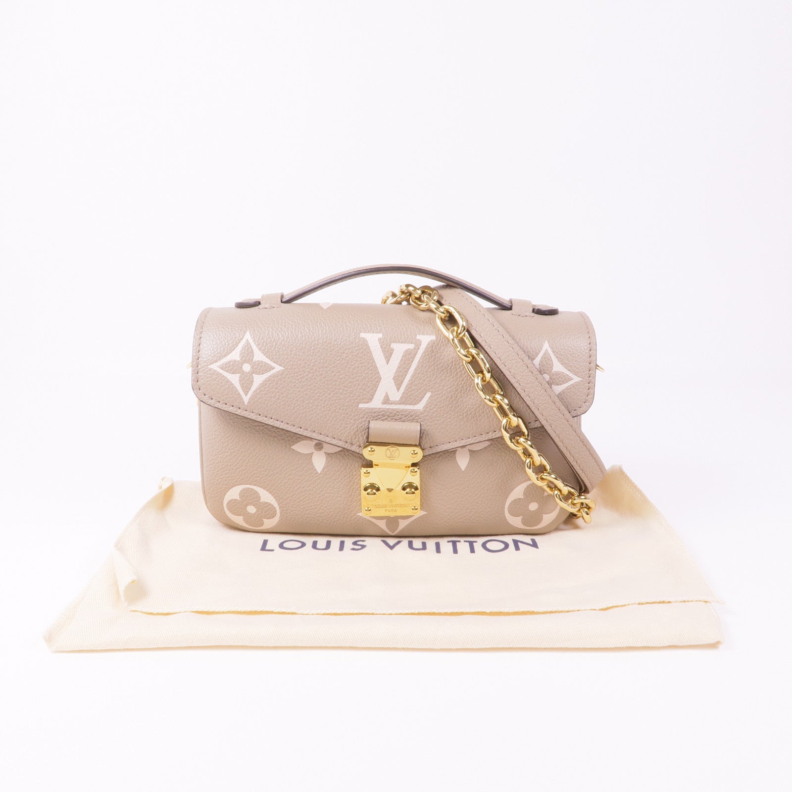 LOUIS VUITTON Monogram Empreinte Pochette Métis East West金扣手挽肩背兩用袋