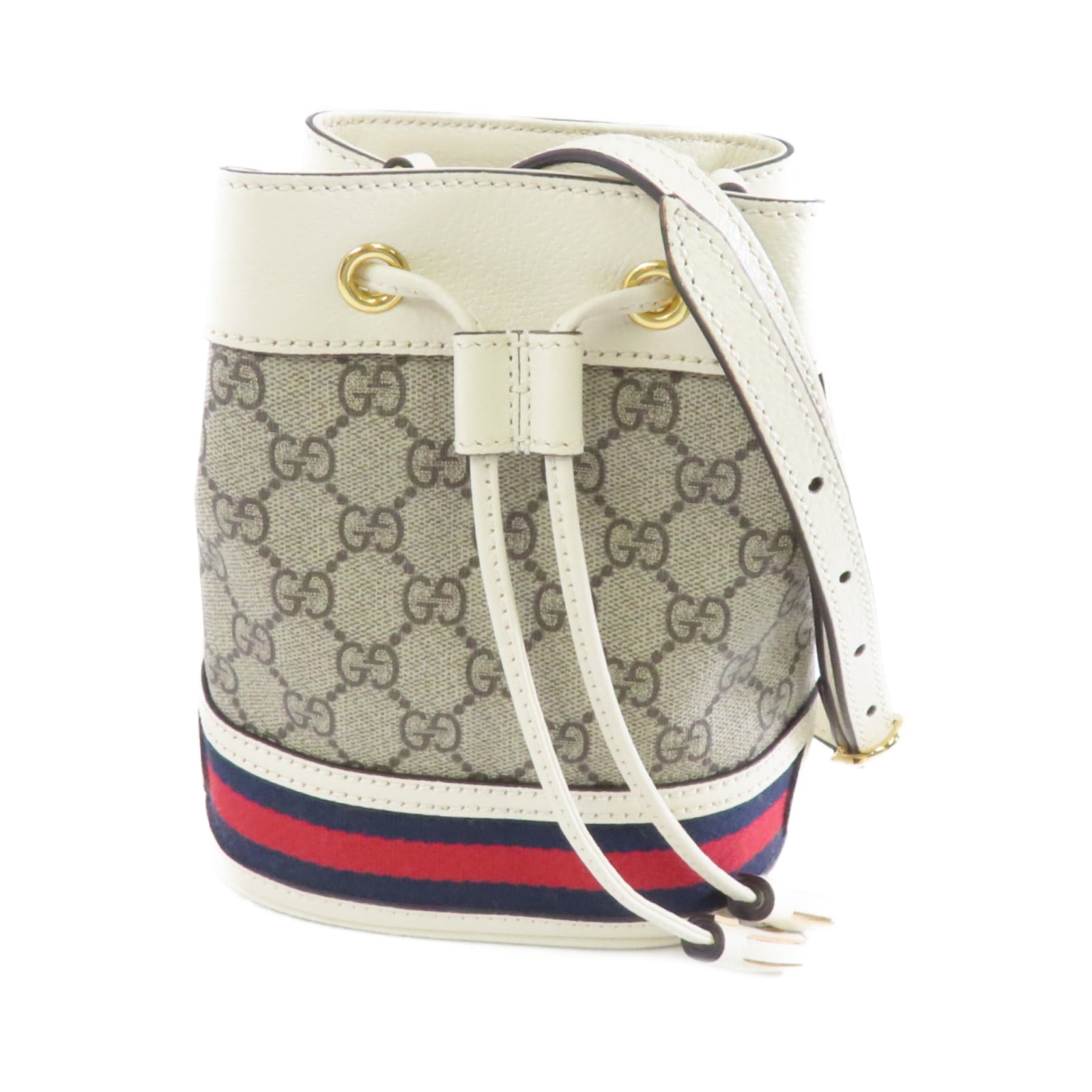 GUCCI 塗層帆布Ophidia GG Mini Bucket金扣肩背袋米色