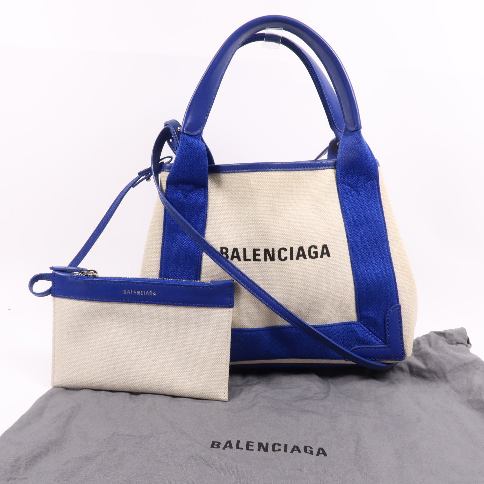 BALENCIAGA 帆布Cabas 2 Way Shoulder銀扣手挽肩背兩用袋