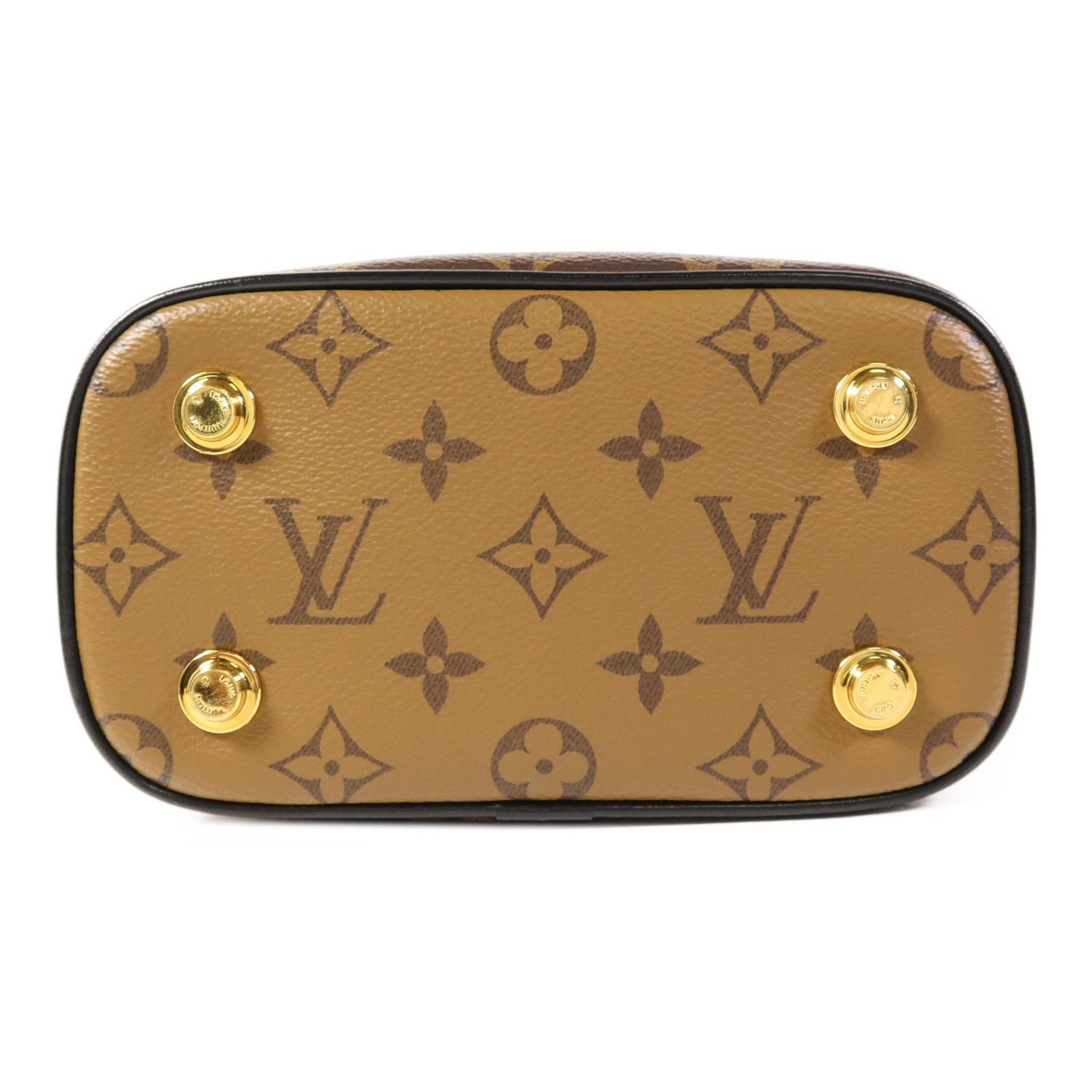 LOUIS VUITTON Monogram Reverse Vanity PM金扣手挽肩背兩用袋棕色