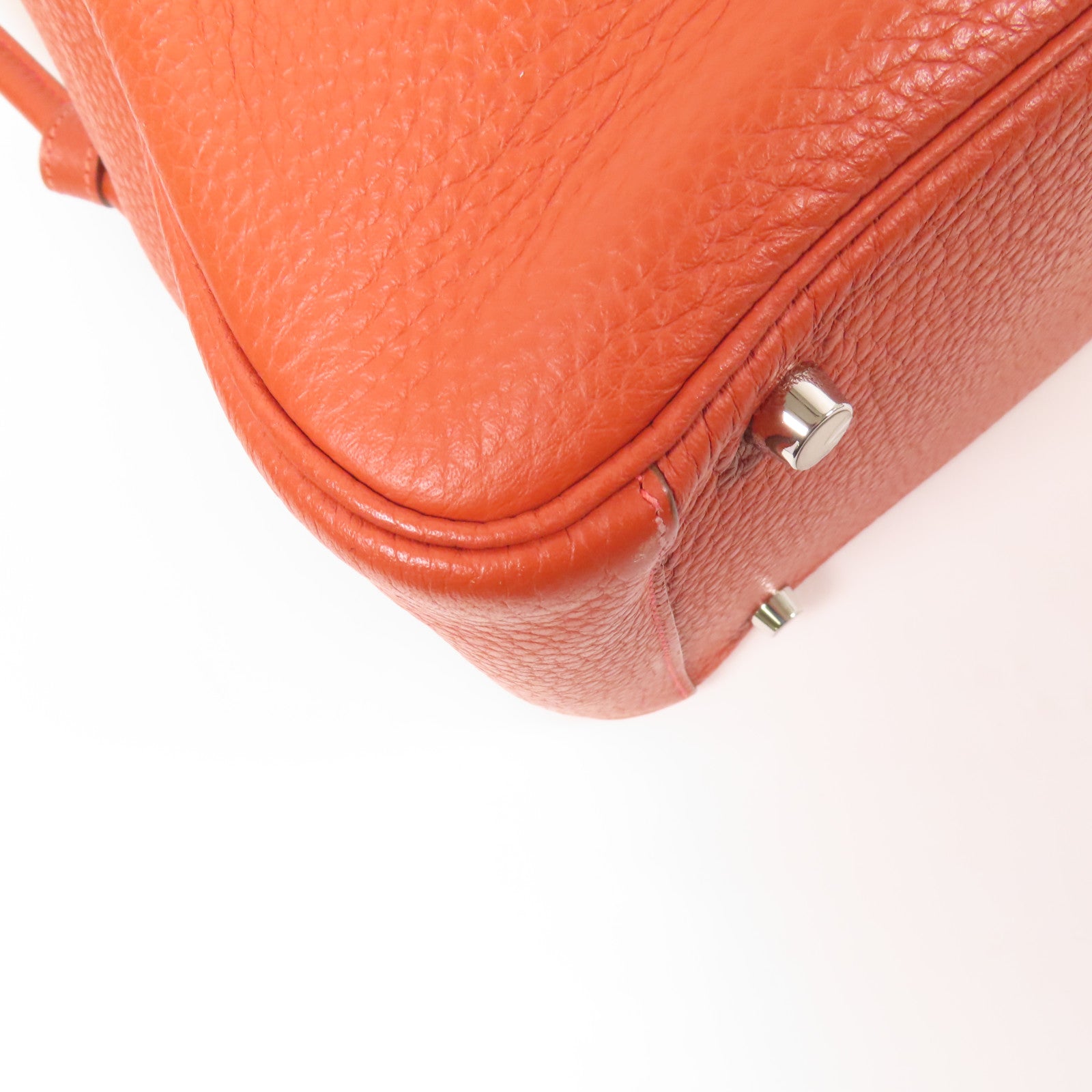 HERMES Clemence皮革Lindy 30銀扣手挽肩背兩用袋Potiron/ Feu