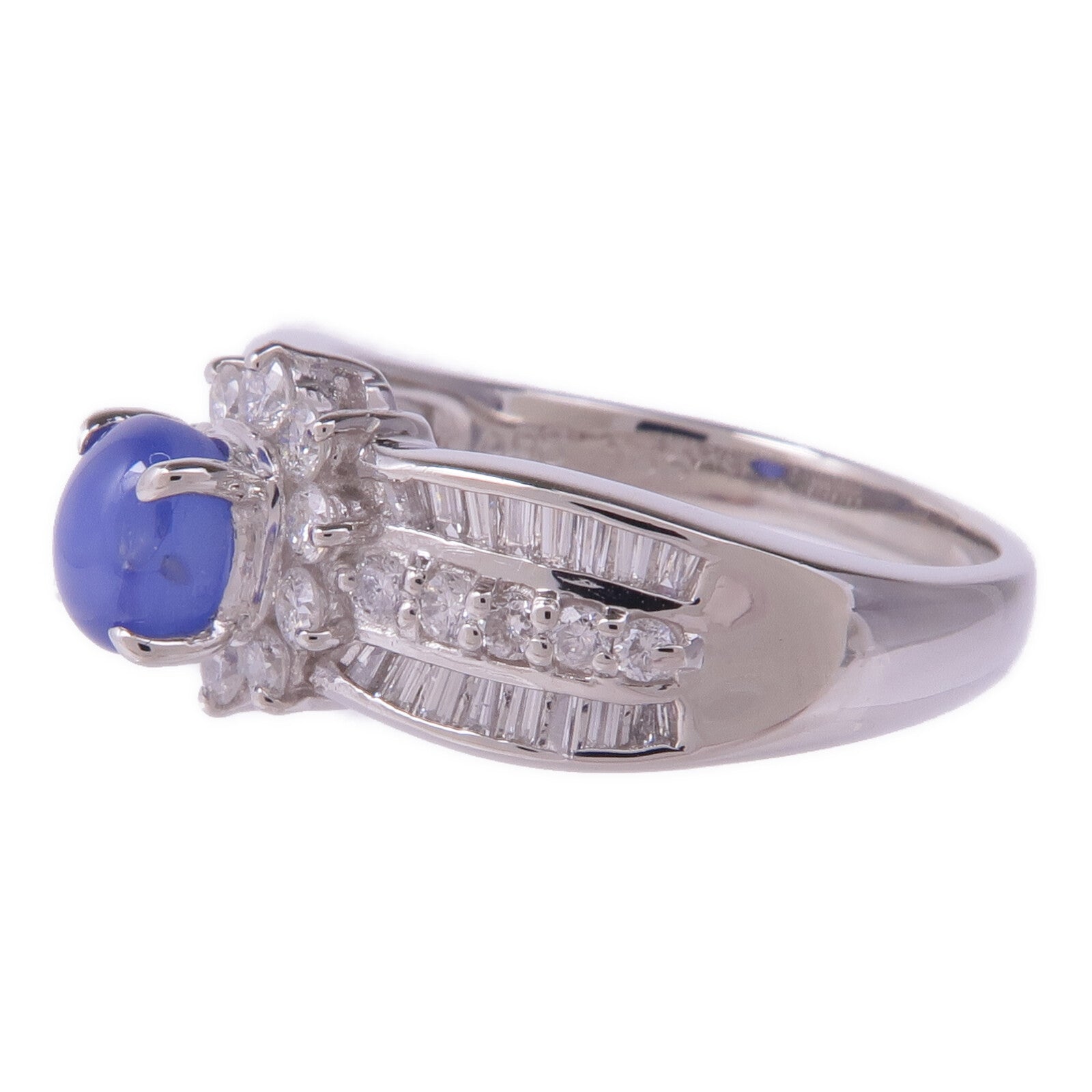 JEWELRY 【激減優惠】PT900鉑金Sapphire Diamond Ring藍寶石/鑽石戒指US#6.75