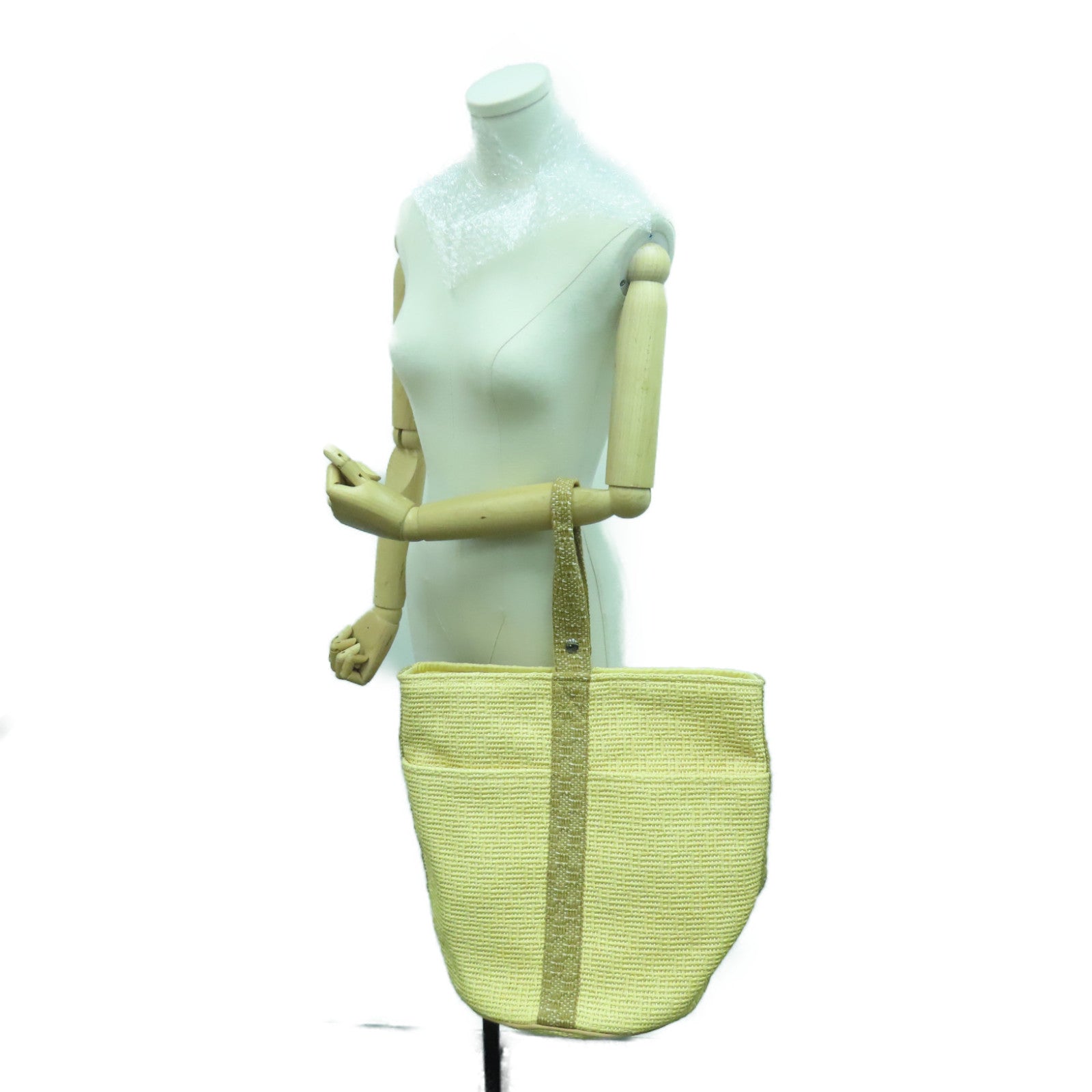 HERMES 布料Shoulder Bag银扣肩背袋米色