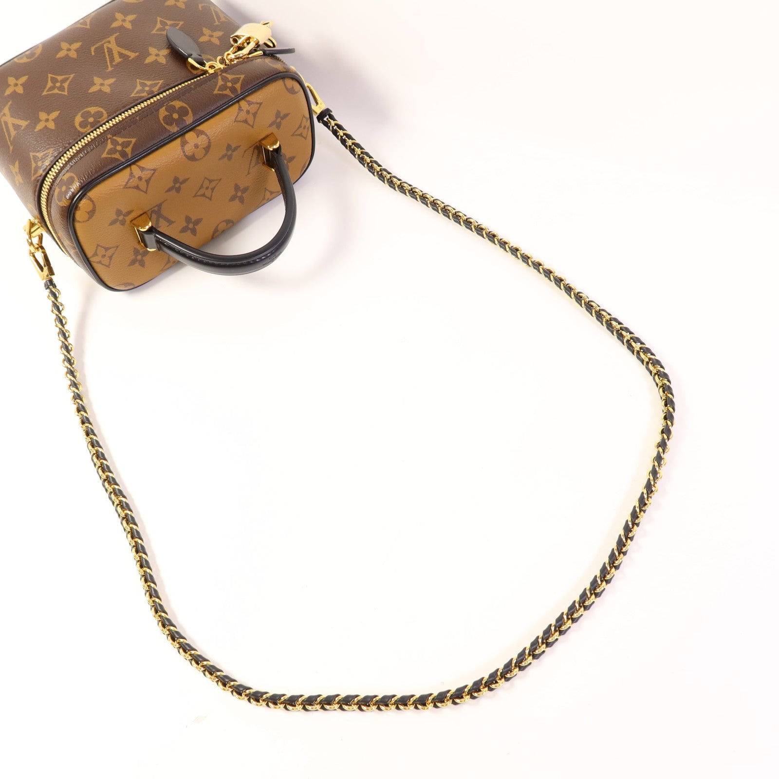 LOUIS VUITTON Monogram Reverse Vanity PM金扣手挽肩背兩用袋棕色
