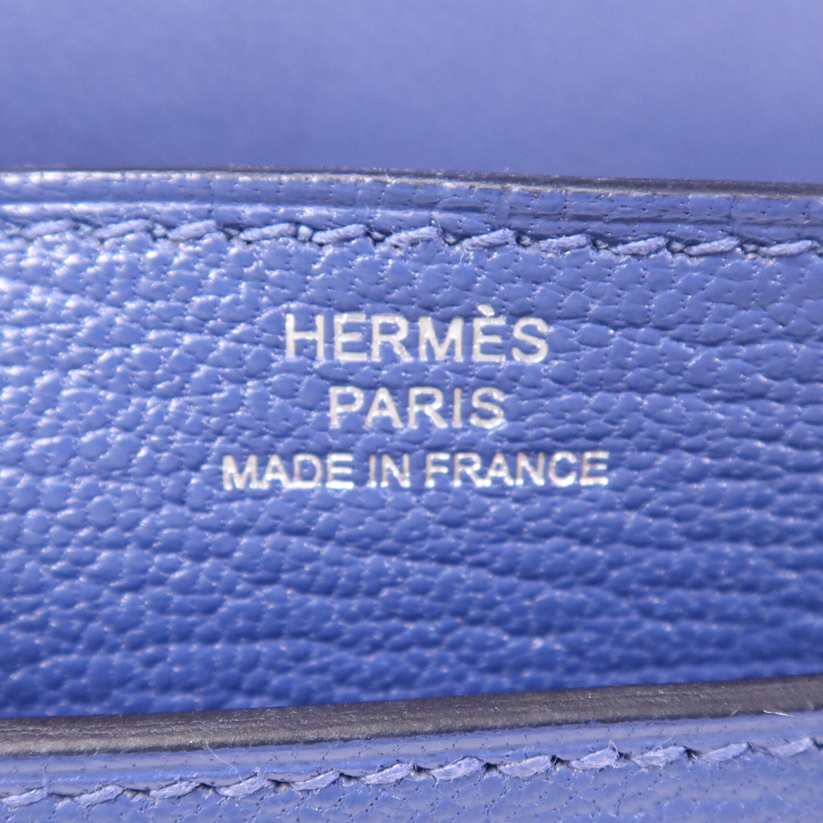 HERMES Chevre皮革Verrou Mini銀扣鏈帶肩背袋Bleu Brighton