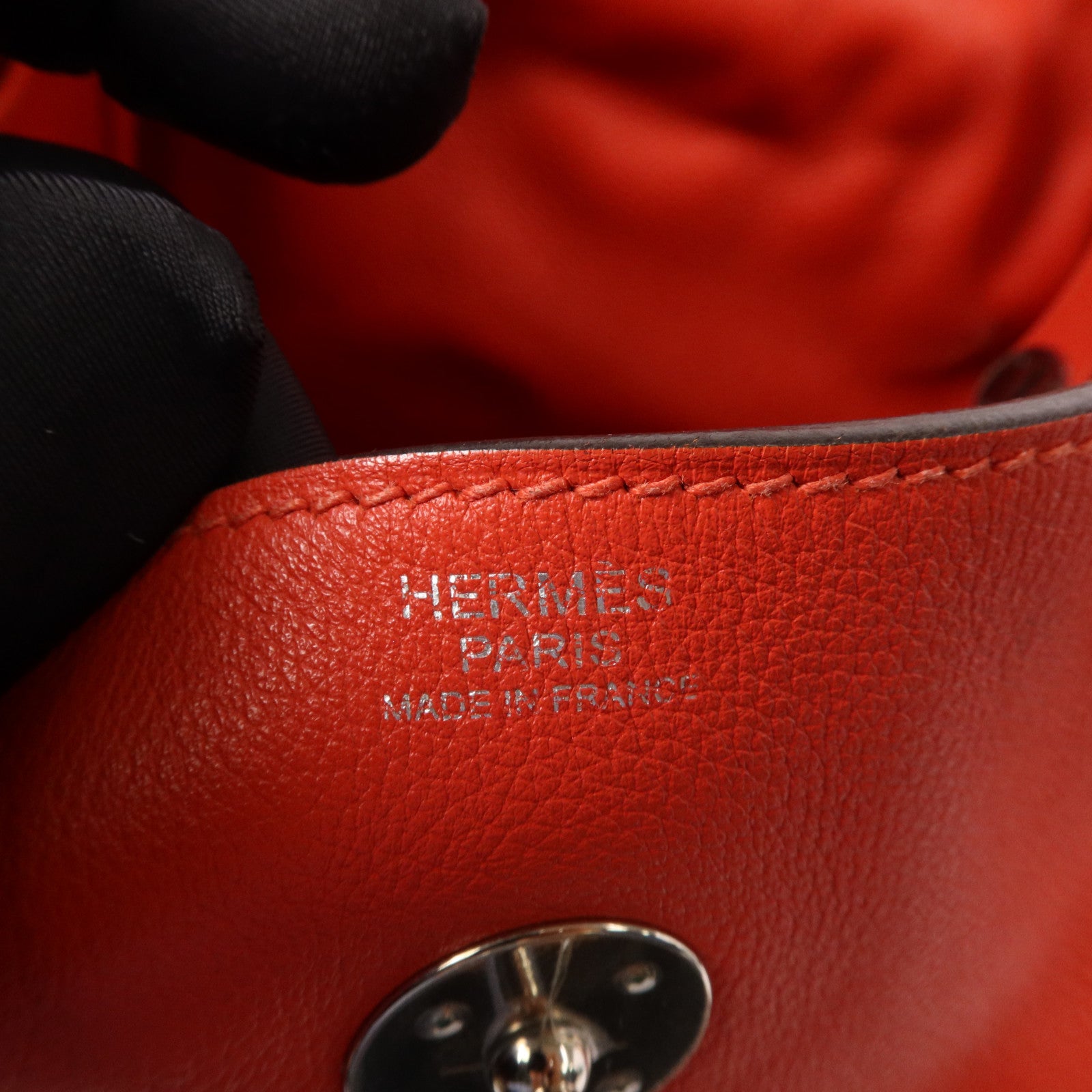 HERMES Evercolor皮革Lindy 30銀扣手挽肩背兩用袋Rouge Tomate