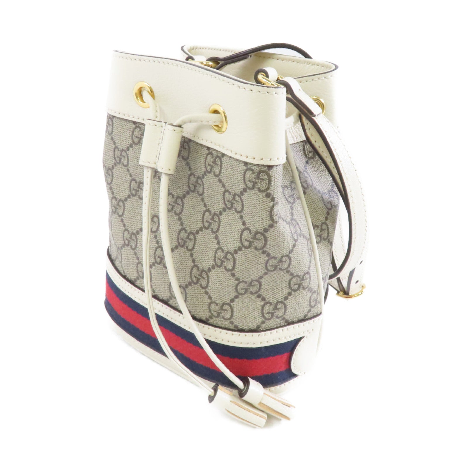 GUCCI 塗層帆布Ophidia GG Mini Bucket金扣肩背袋米色