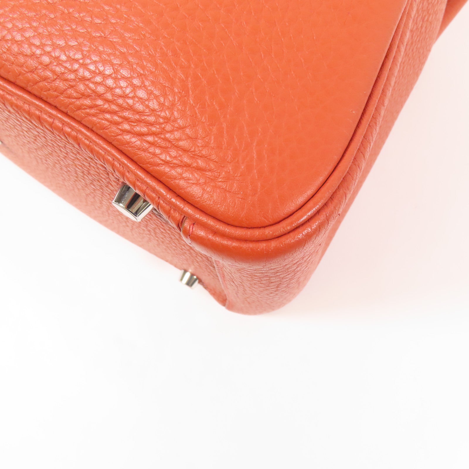 HERMES Clemence皮革Lindy 30銀扣手挽肩背兩用袋Potiron/ Feu